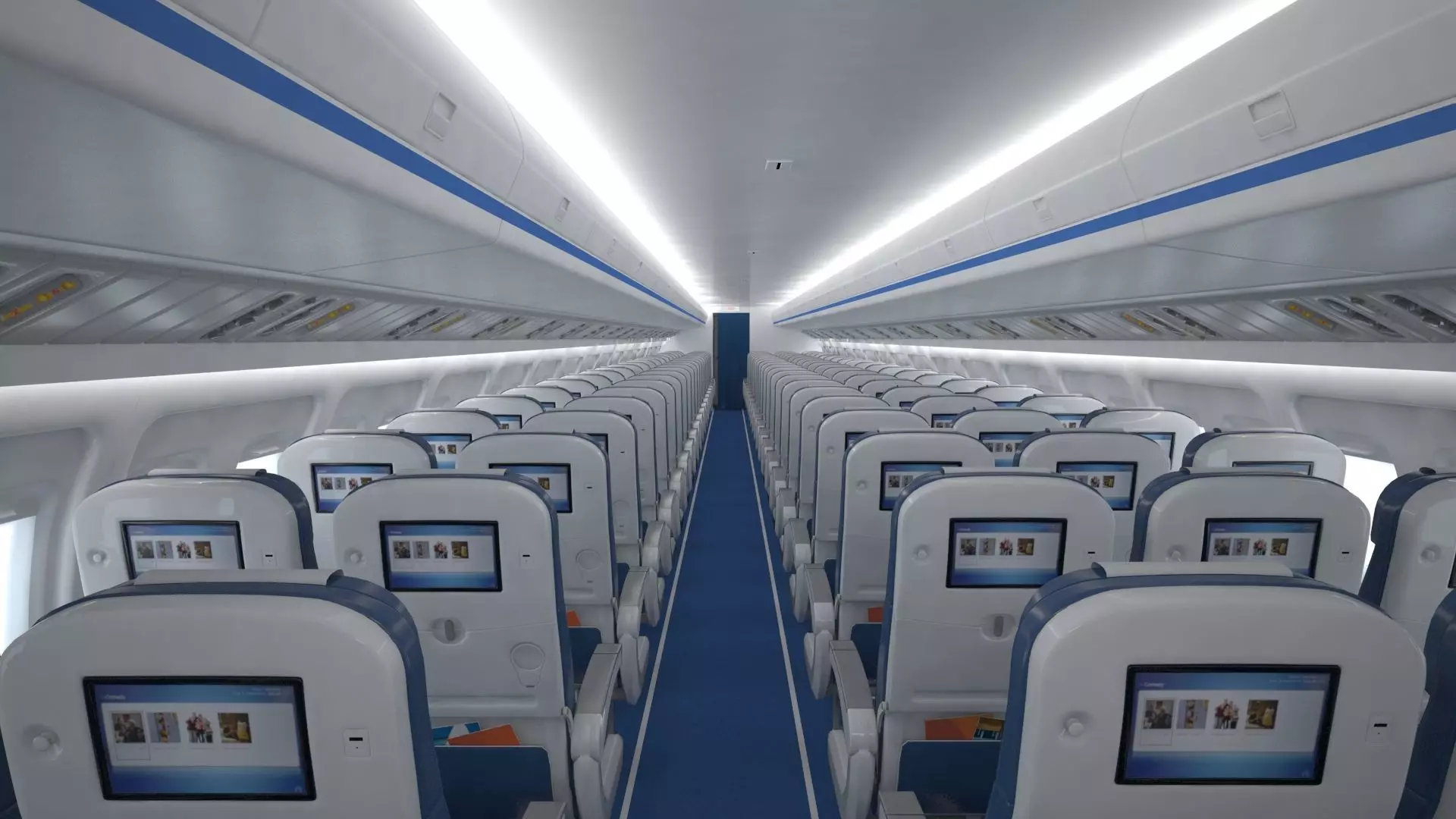 Airplane cabin 109 seats V2 3D model_0