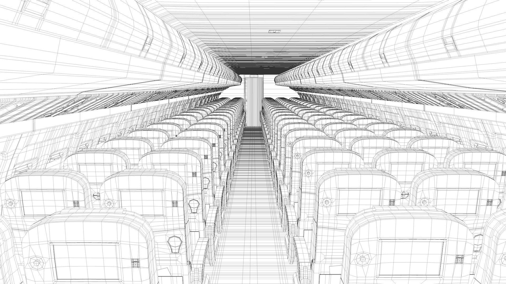 Airplane cabin 109 seats V2 3D model_13
