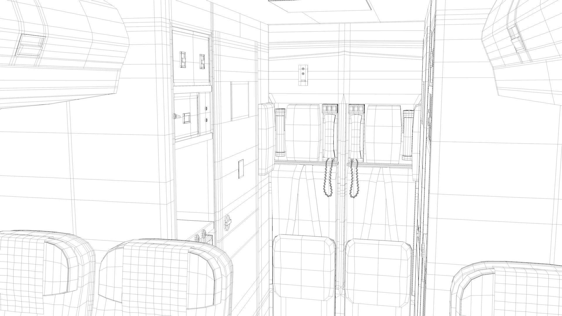 Airplane cabin 109 seats V2 3D model_15