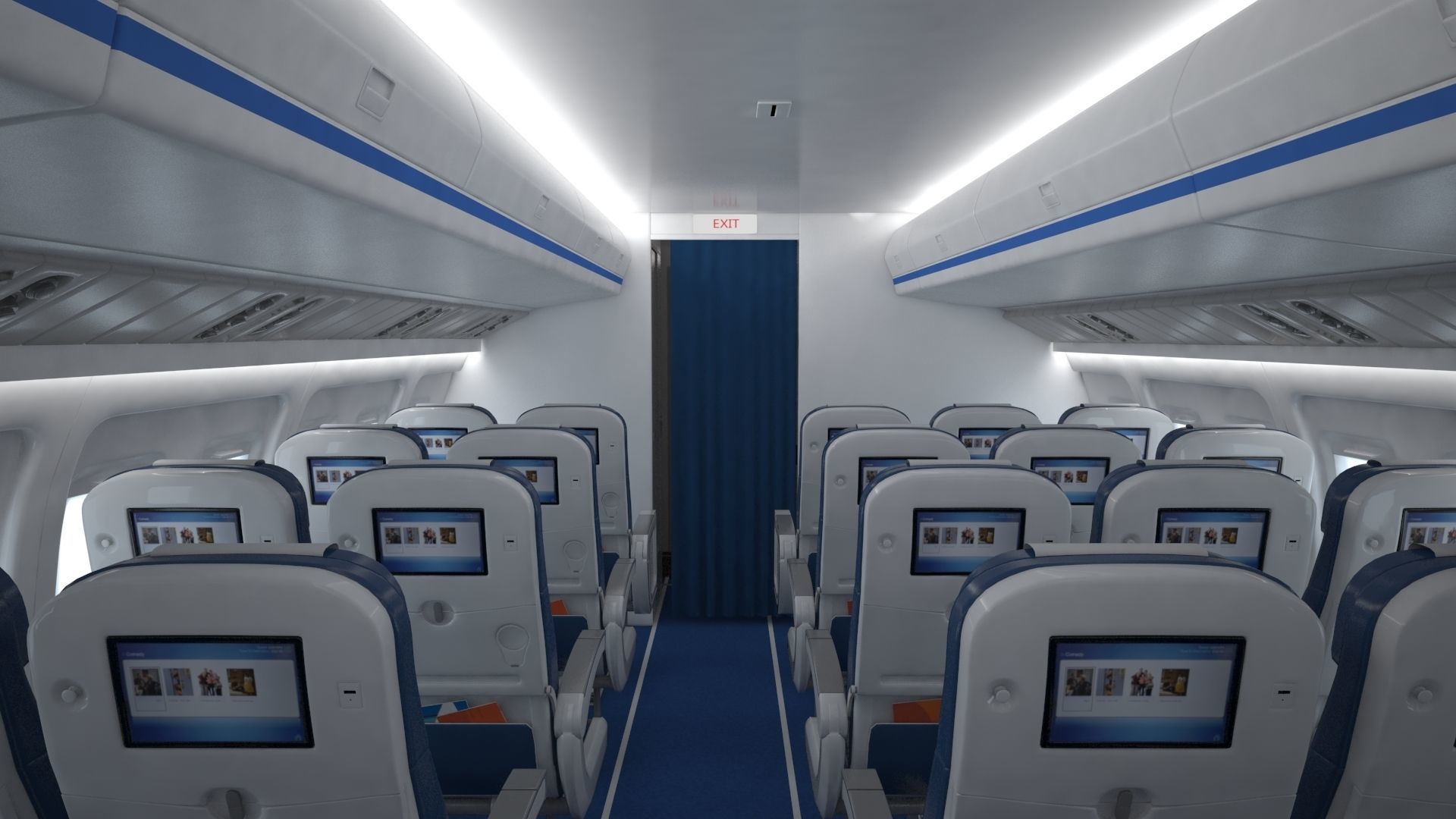 Airplane cabin 109 seats V2 3D model_2