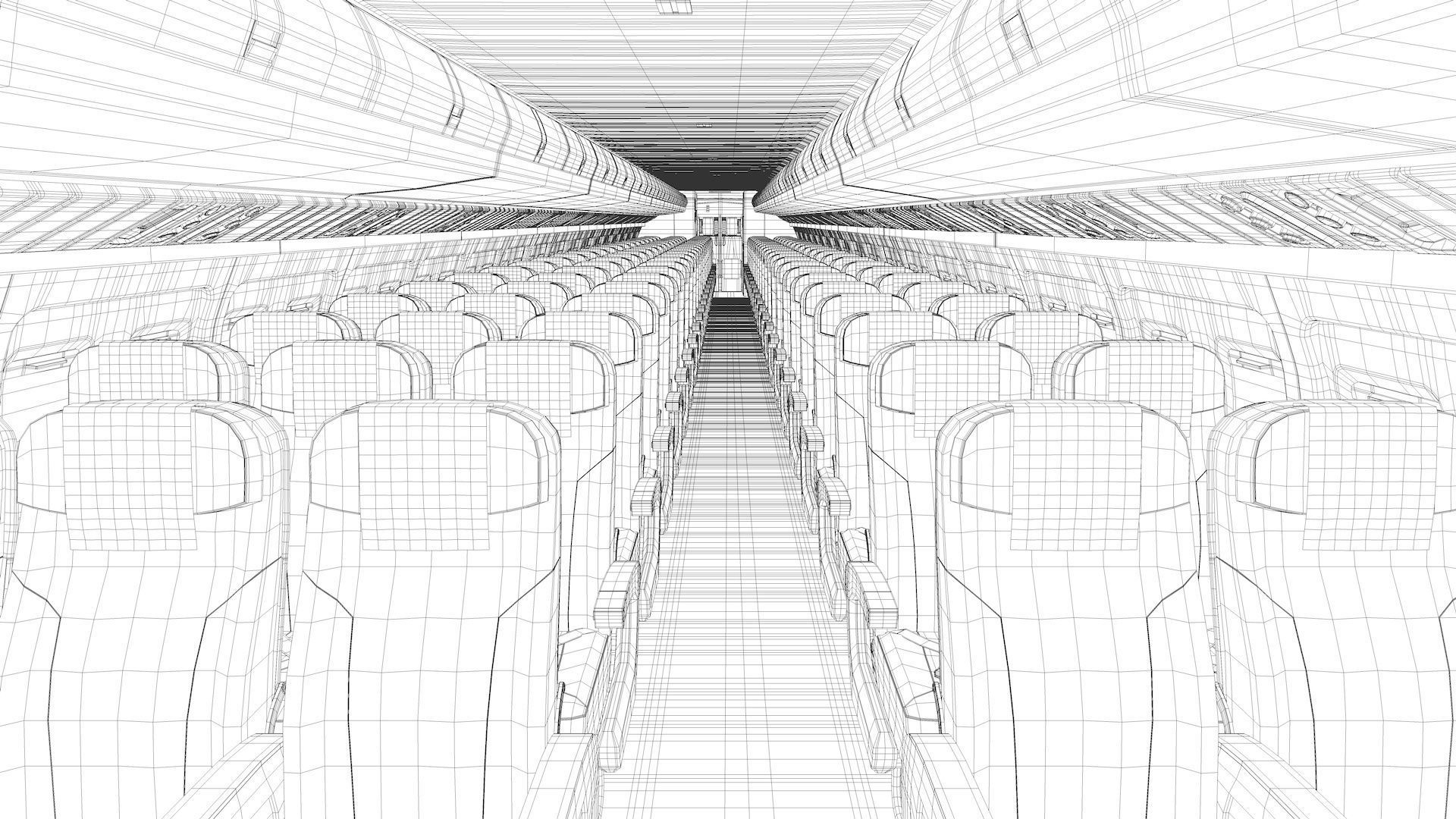 Airplane cabin 109 seats V2 3D model_12