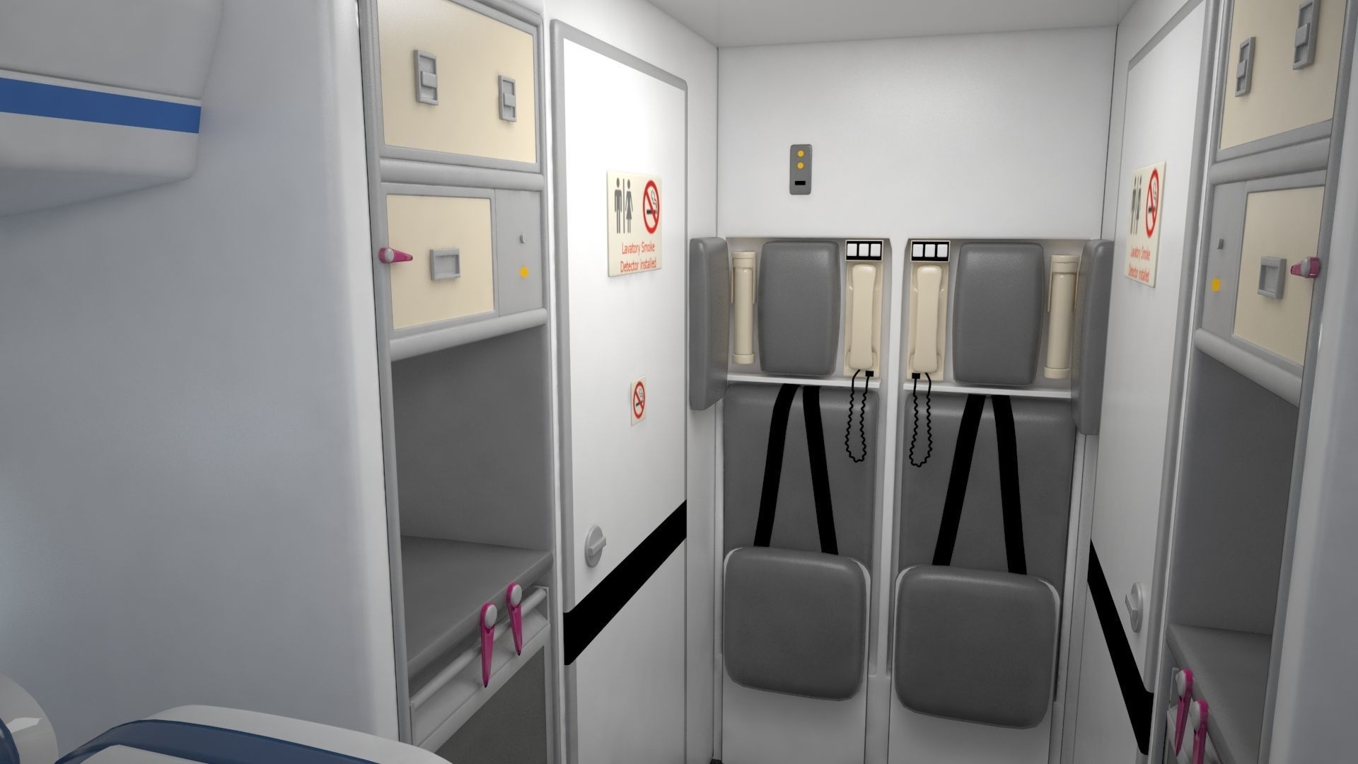 Airplane cabin 109 seats V2 3D model_8