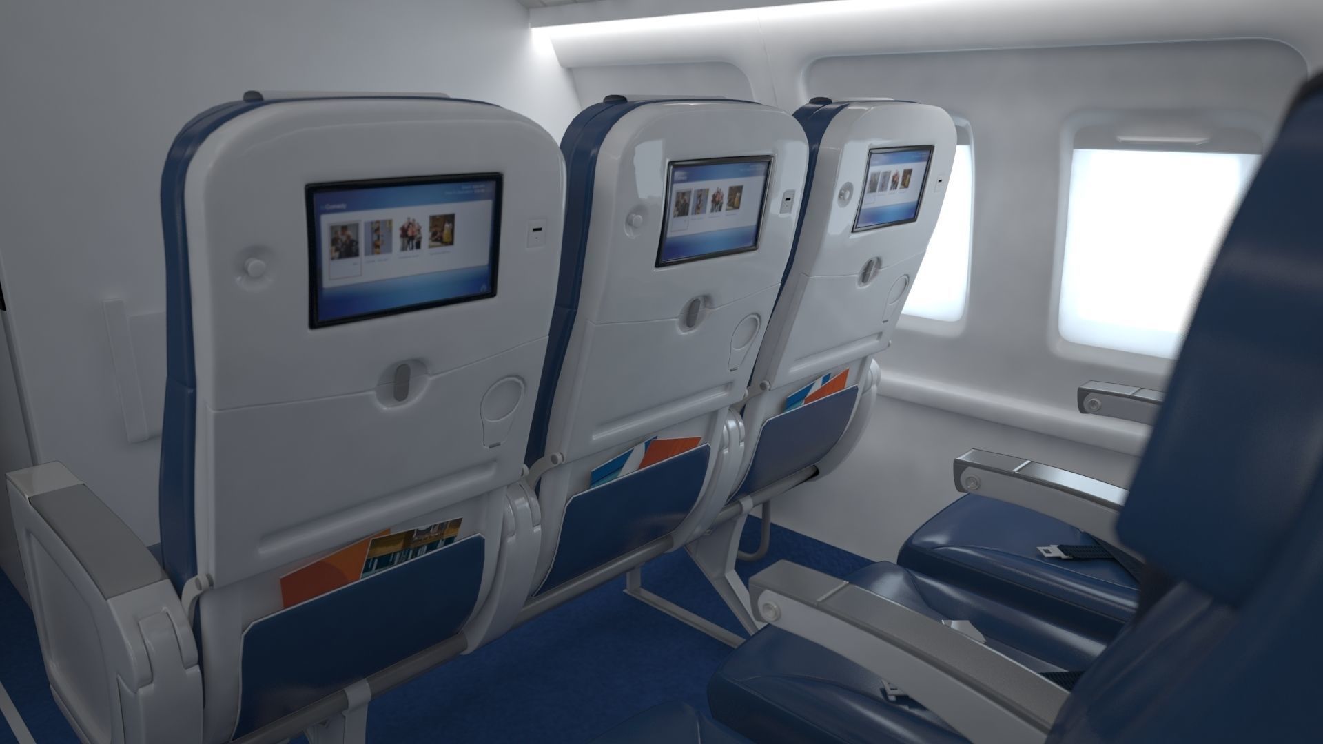 Airplane cabin 109 seats V2 3D model_10