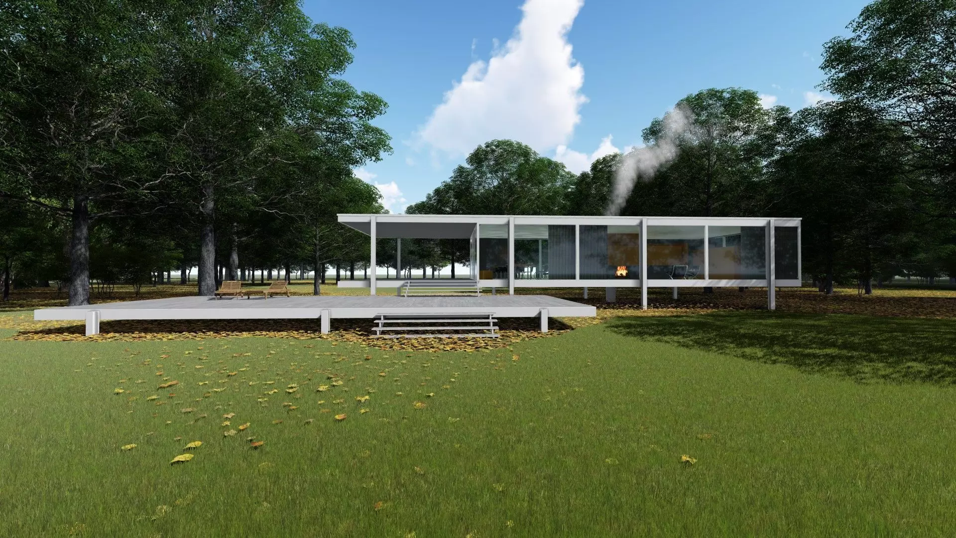 The Farnsworth House by Ludwig Mies van der Rohe 3D model