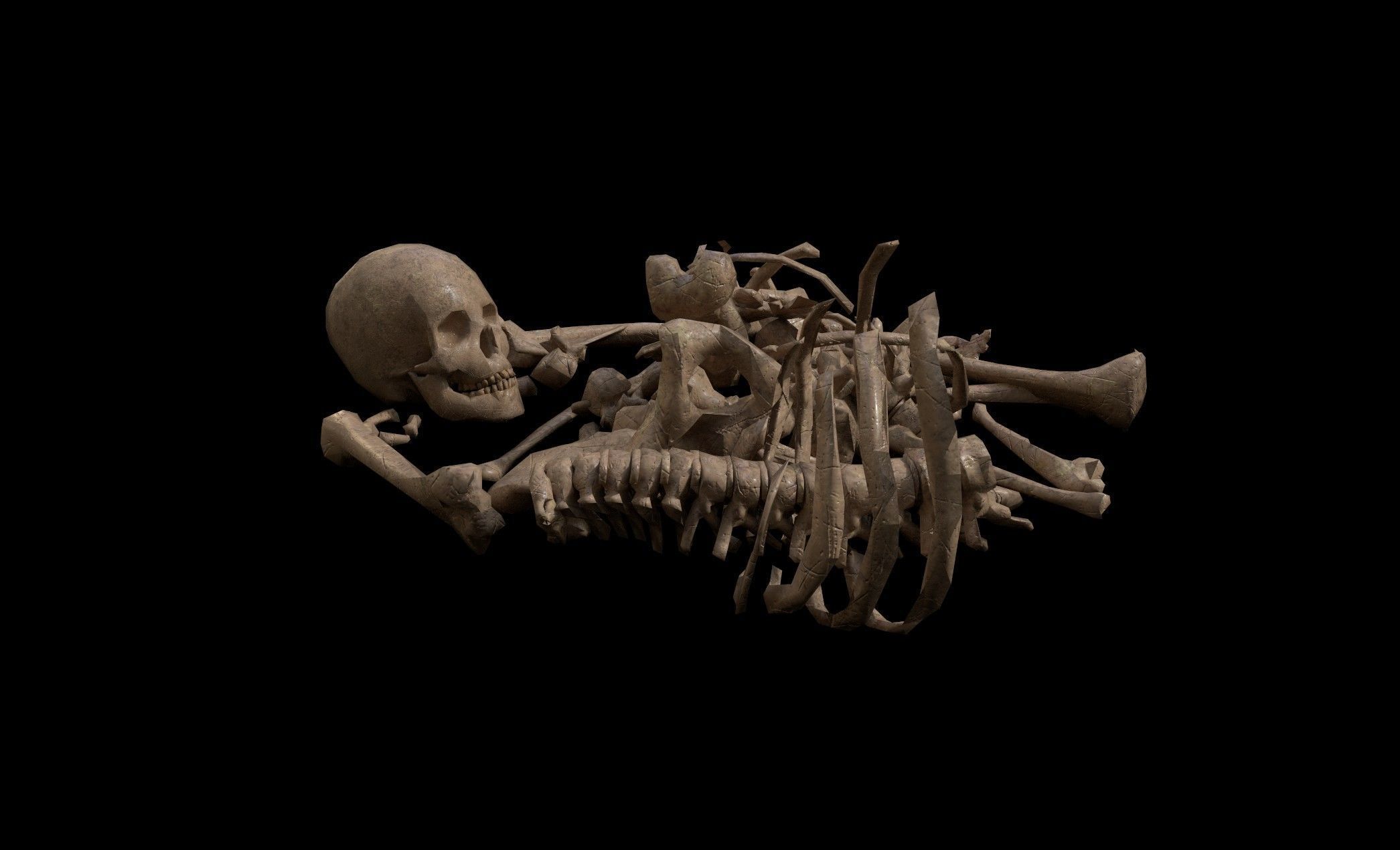 Dead Skeleton - 2 - PBR - Textured Low-poly 3D model_3