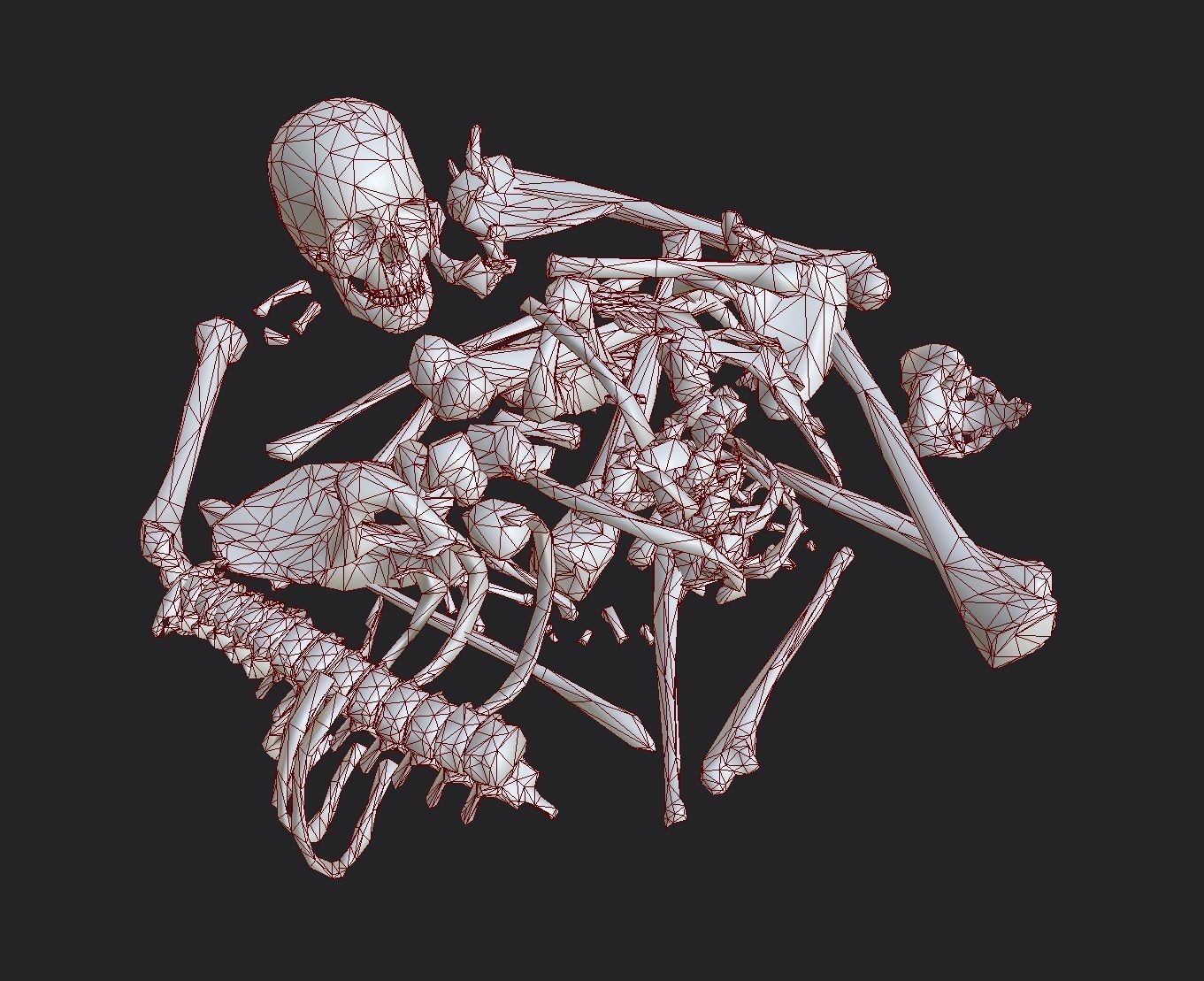 Dead Skeleton - 2 - PBR - Textured Low-poly 3D model_7
