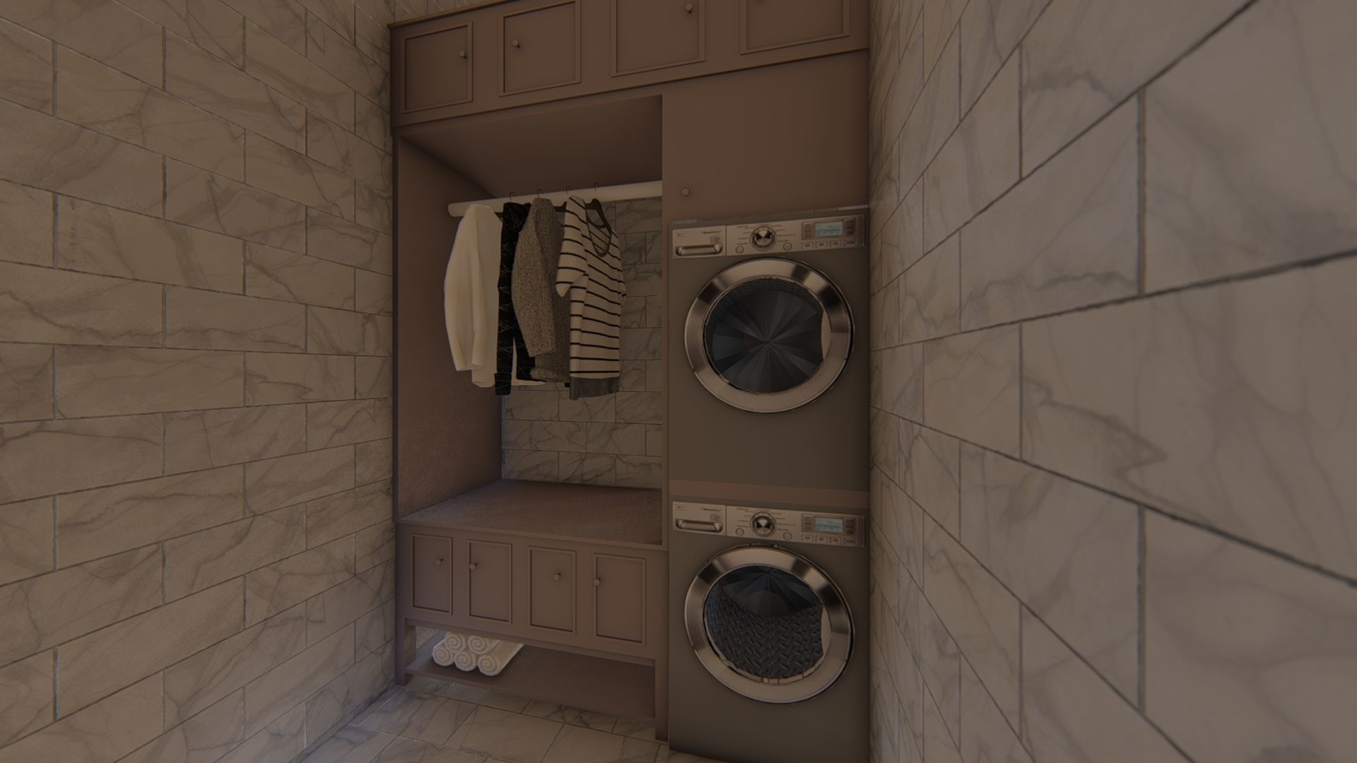 Bathroom with shelves and sink 3D model_3