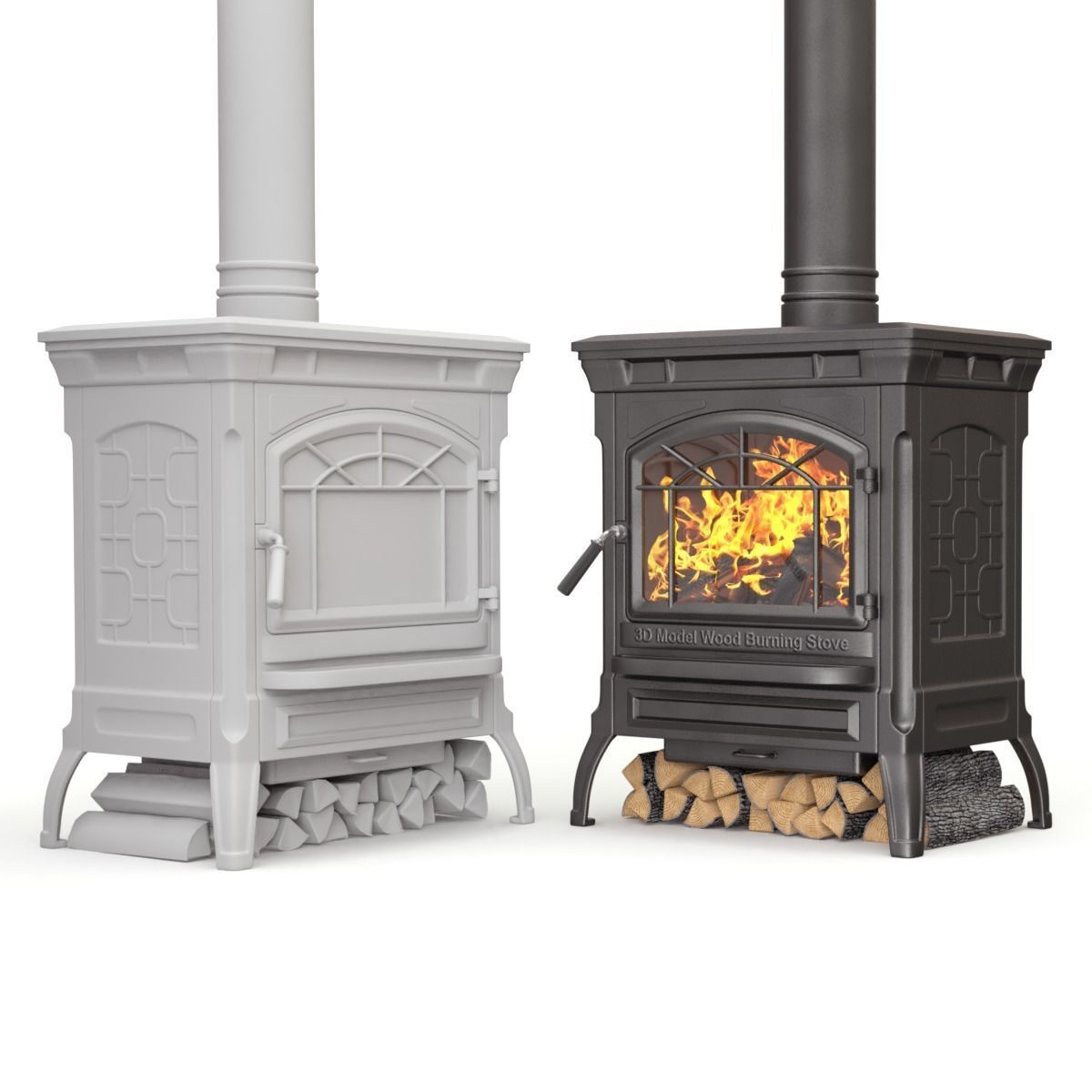 Wood Burning Stove 3D model_1