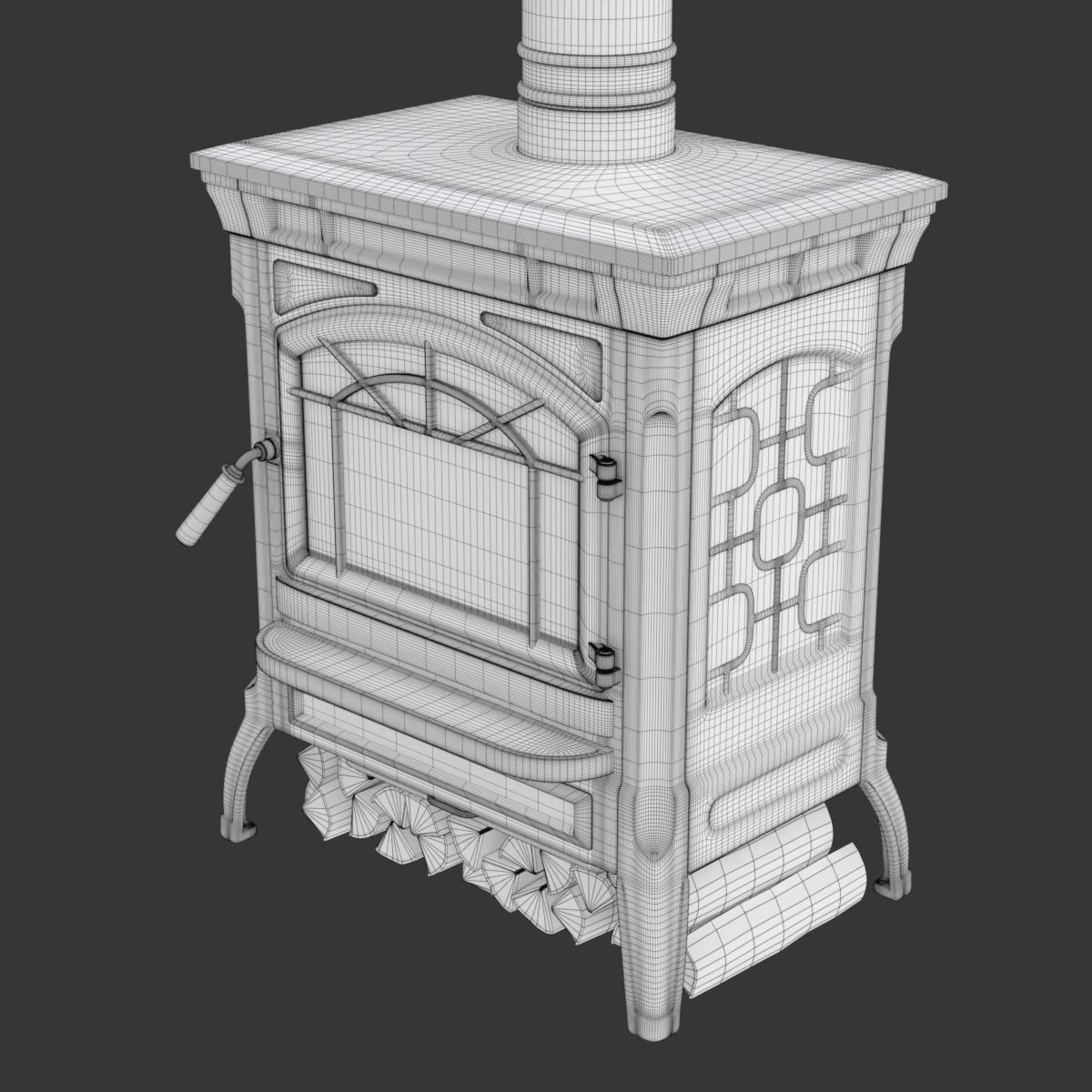 Wood Burning Stove 3D model_36