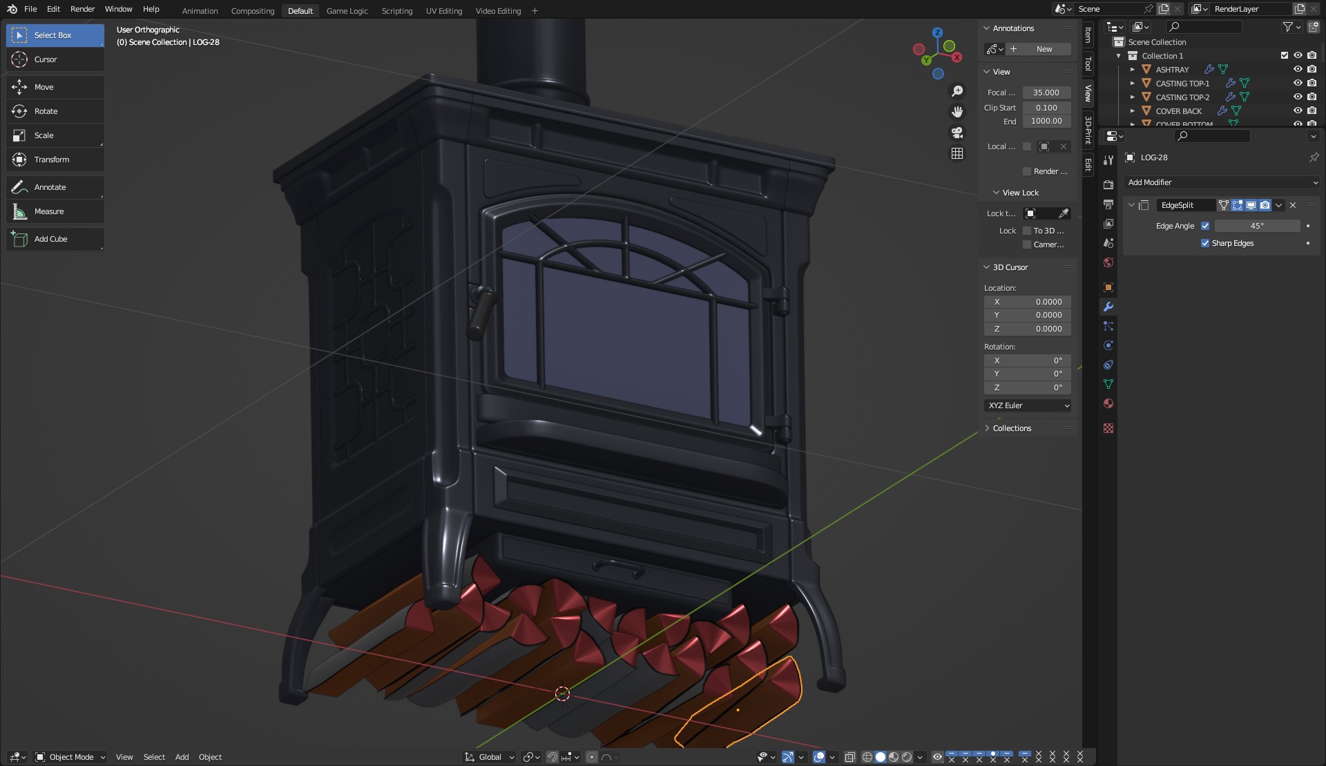 Wood Burning Stove 3D model_25