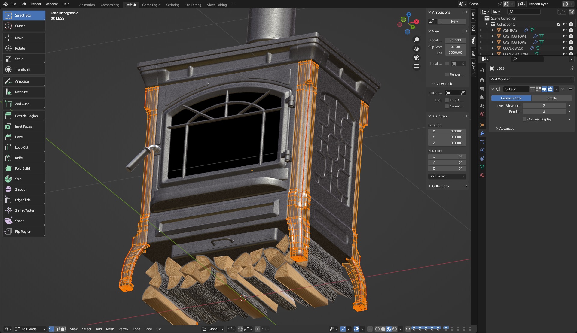 Wood Burning Stove 3D model_24