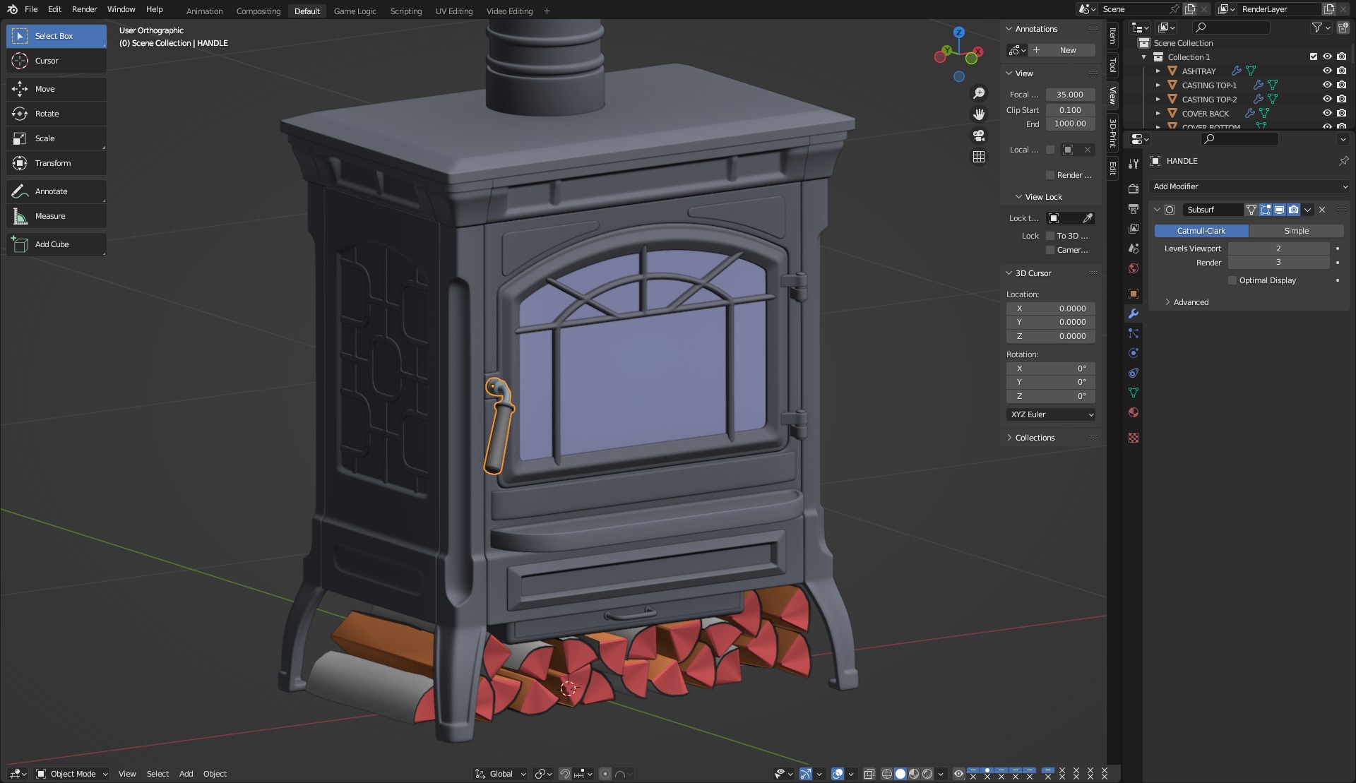 Wood Burning Stove 3D model_26