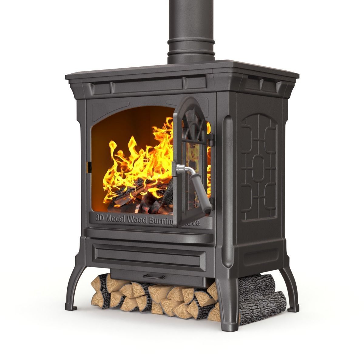 Wood Burning Stove 3D model_10