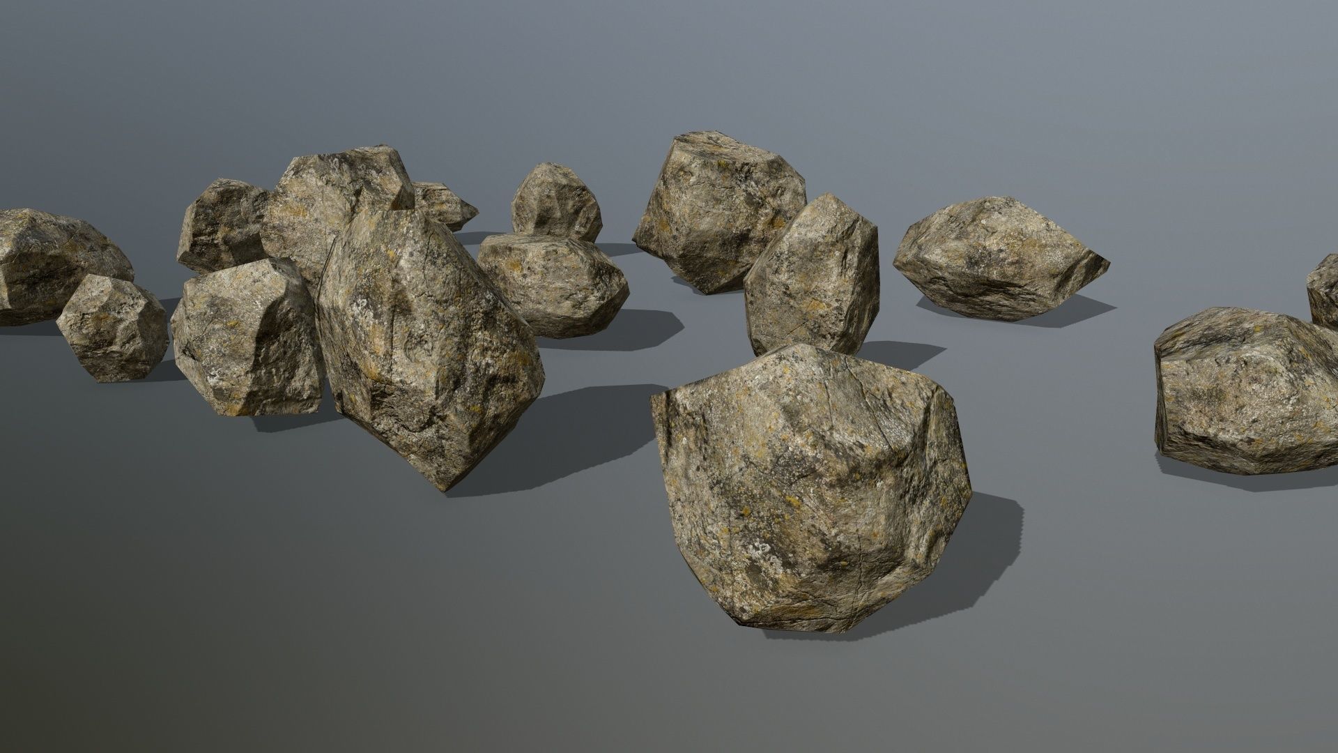 rocks set of Low-poly 3D model_2