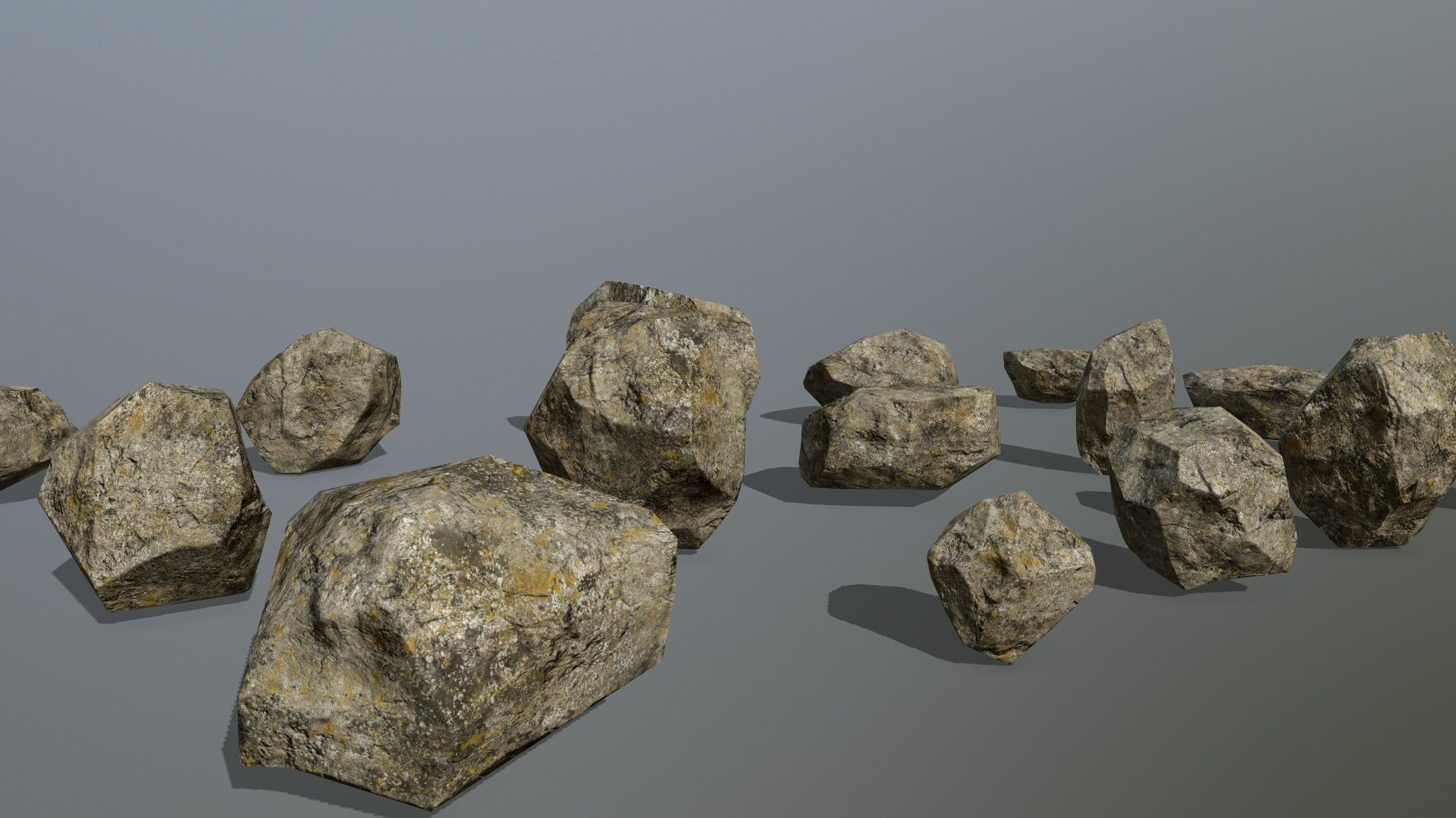 rocks set of Low-poly 3D model_4