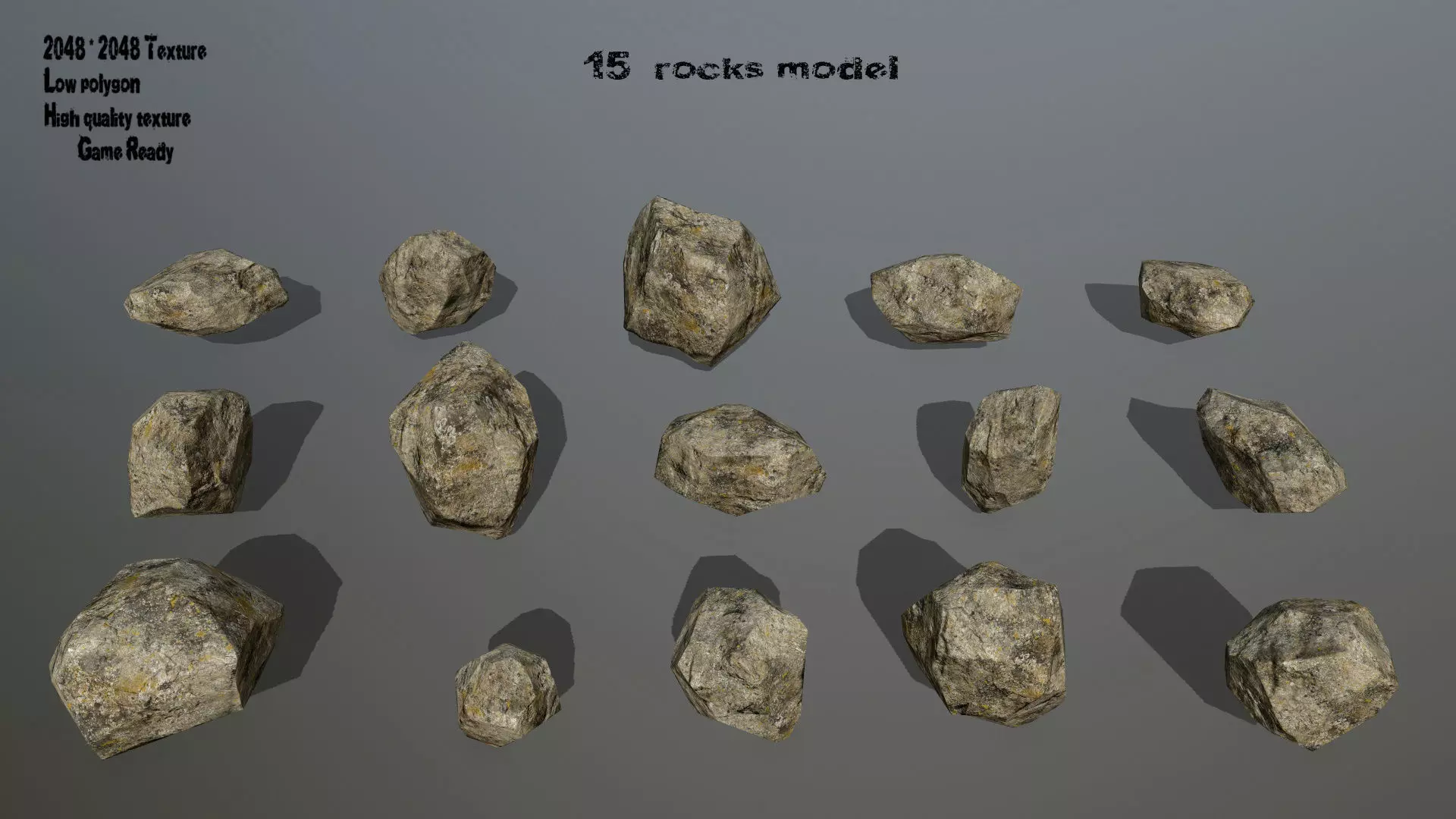 rocks set of Low-poly 3D model_0