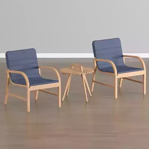 3D model   Kapp 3 Piece Outdoor Seating Group with Cushions  Low-poly 3D model