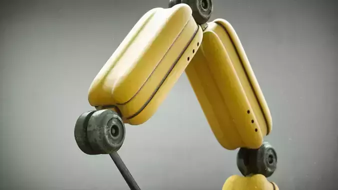 Fantasy Used Robot Arm and Contol Panel 3d Model