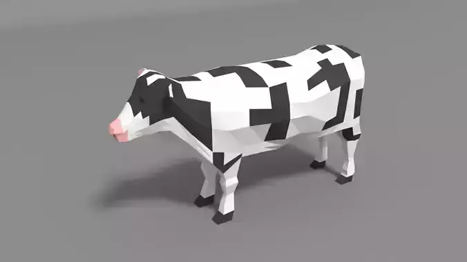 Low Poly Cartoon Cow Low-poly 3D model