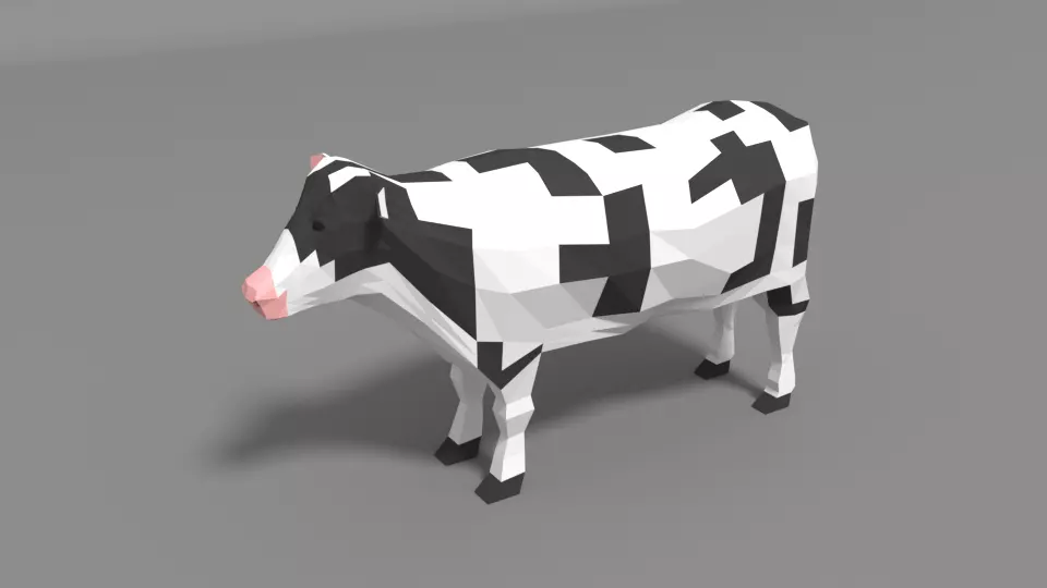 Low Poly Cartoon Cow Low-poly 3D model_0