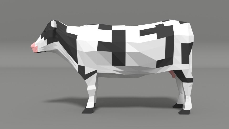 Low Poly Cartoon Cow Low-poly 3D model_1