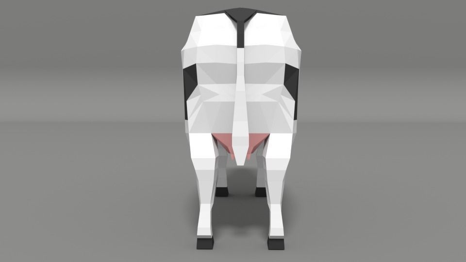 Low Poly Cartoon Cow Low-poly 3D model_3