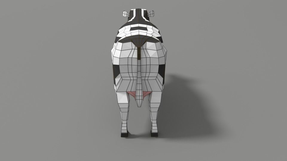 Low Poly Cartoon Cow Low-poly 3D model_9