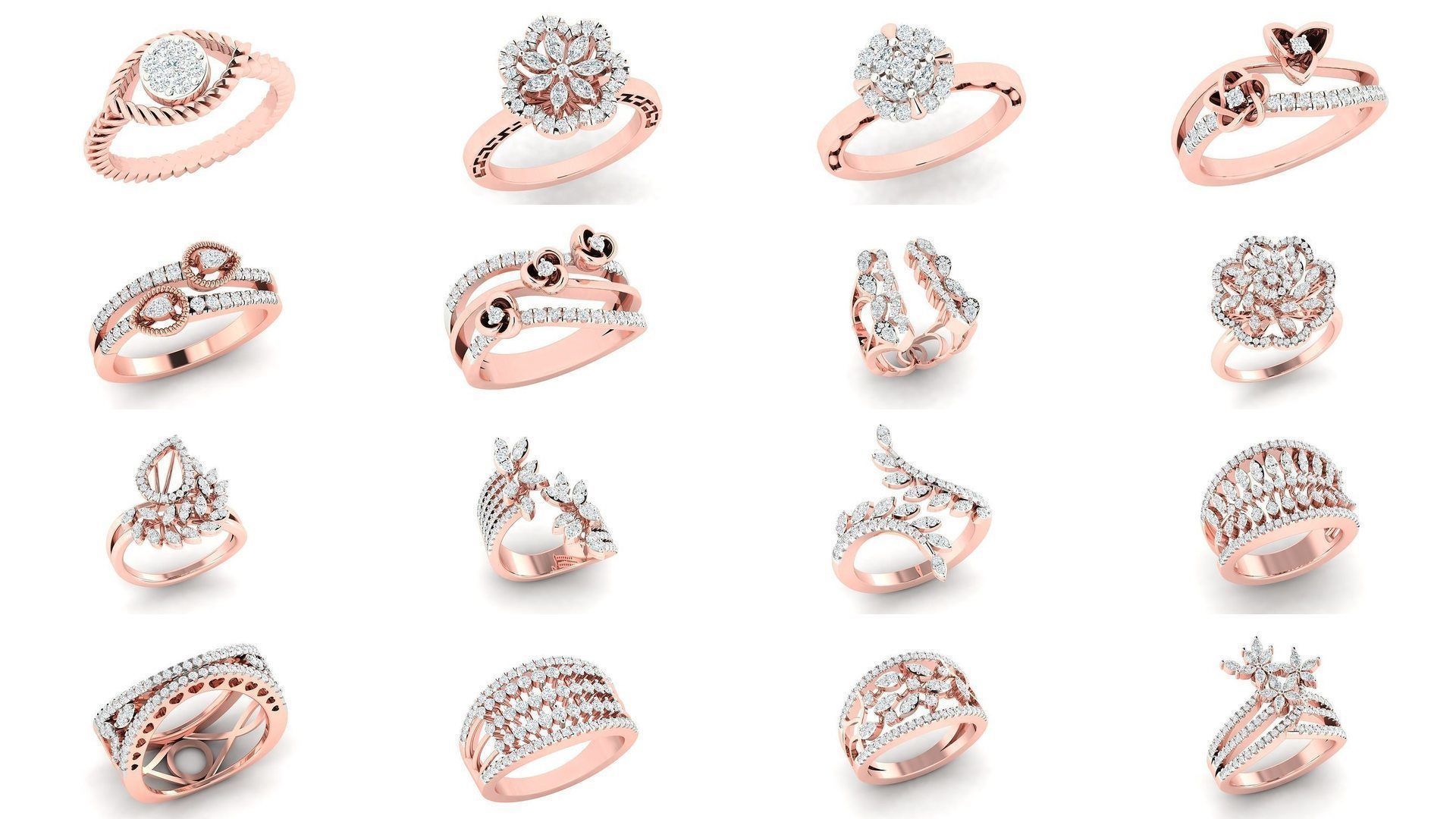 179 Women Wedding Engagement Ring 3dm cad render details model  3D Model Collection_16