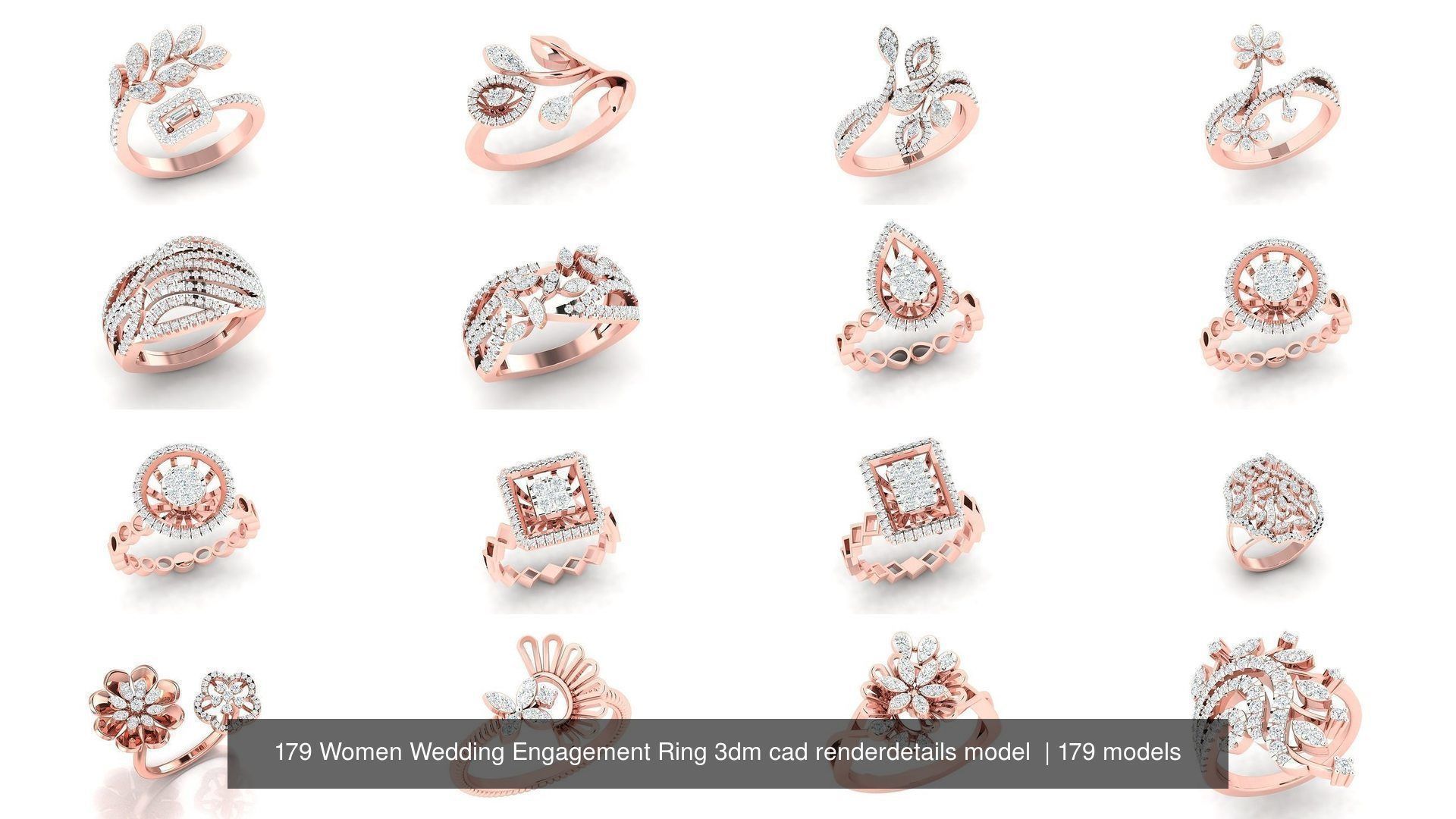 179 Women Wedding Engagement Ring 3dm cad render details model  3D Model Collection_24