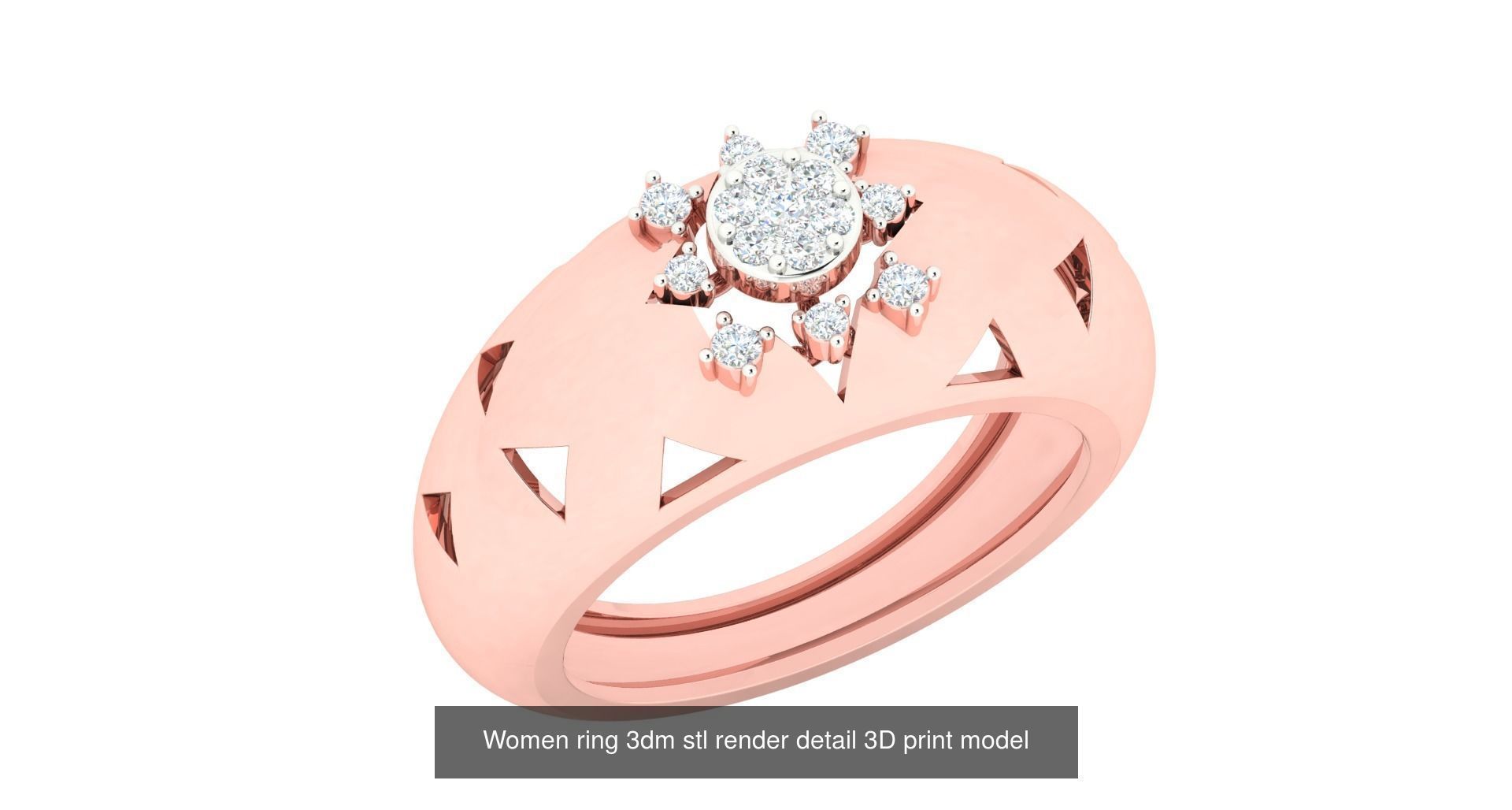 179 Women Wedding Engagement Ring 3dm cad render details model  3D Model Collection_87