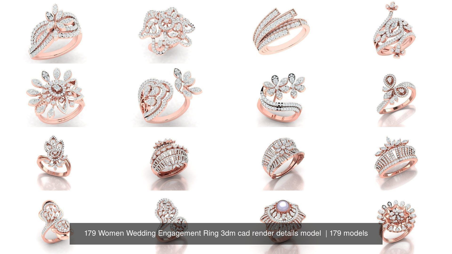 179 Women Wedding Engagement Ring 3dm cad render details model  3D Model Collection_17