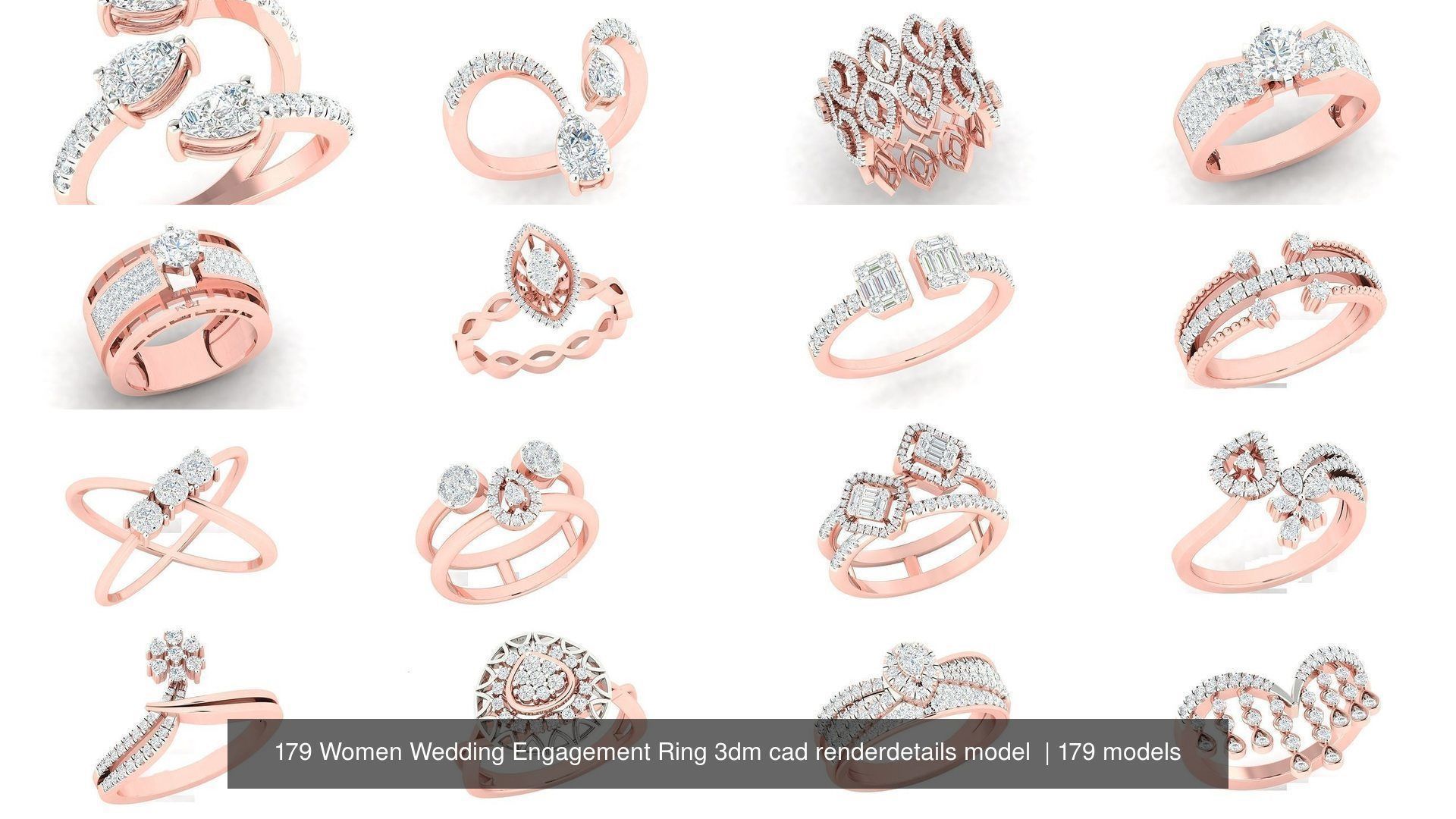 179 Women Wedding Engagement Ring 3dm cad render details model  3D Model Collection_5