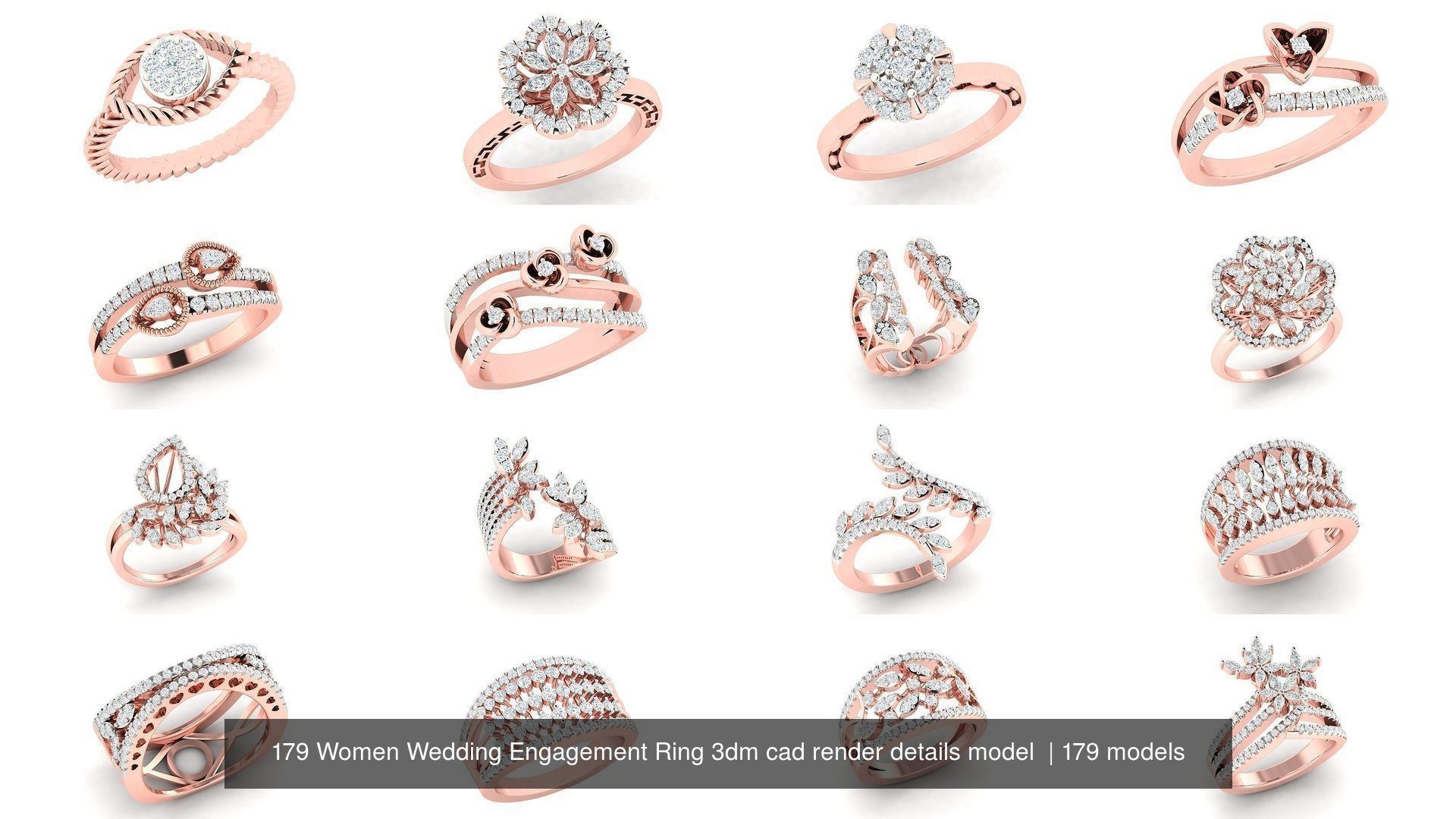 179 Women Wedding Engagement Ring 3dm cad render details model  3D Model Collection_11