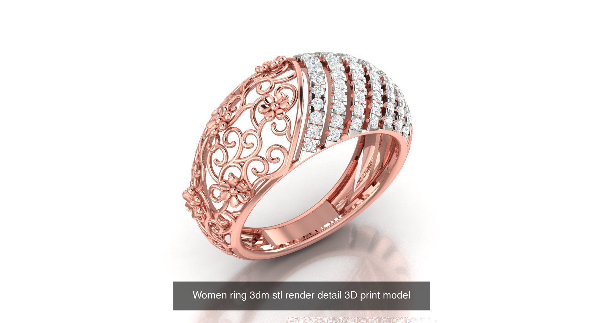 179 Women Wedding Engagement Ring 3dm cad render details model  3D Model Collection_158