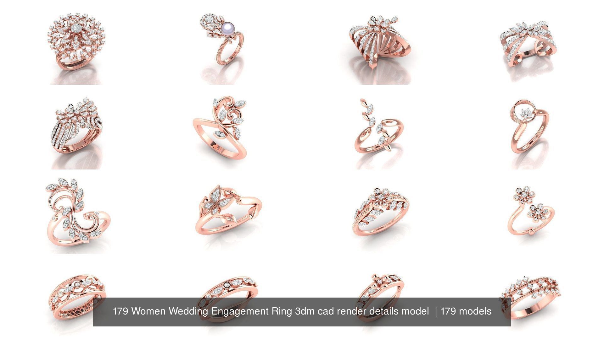 179 Women Wedding Engagement Ring 3dm cad render details model  3D Model Collection_21