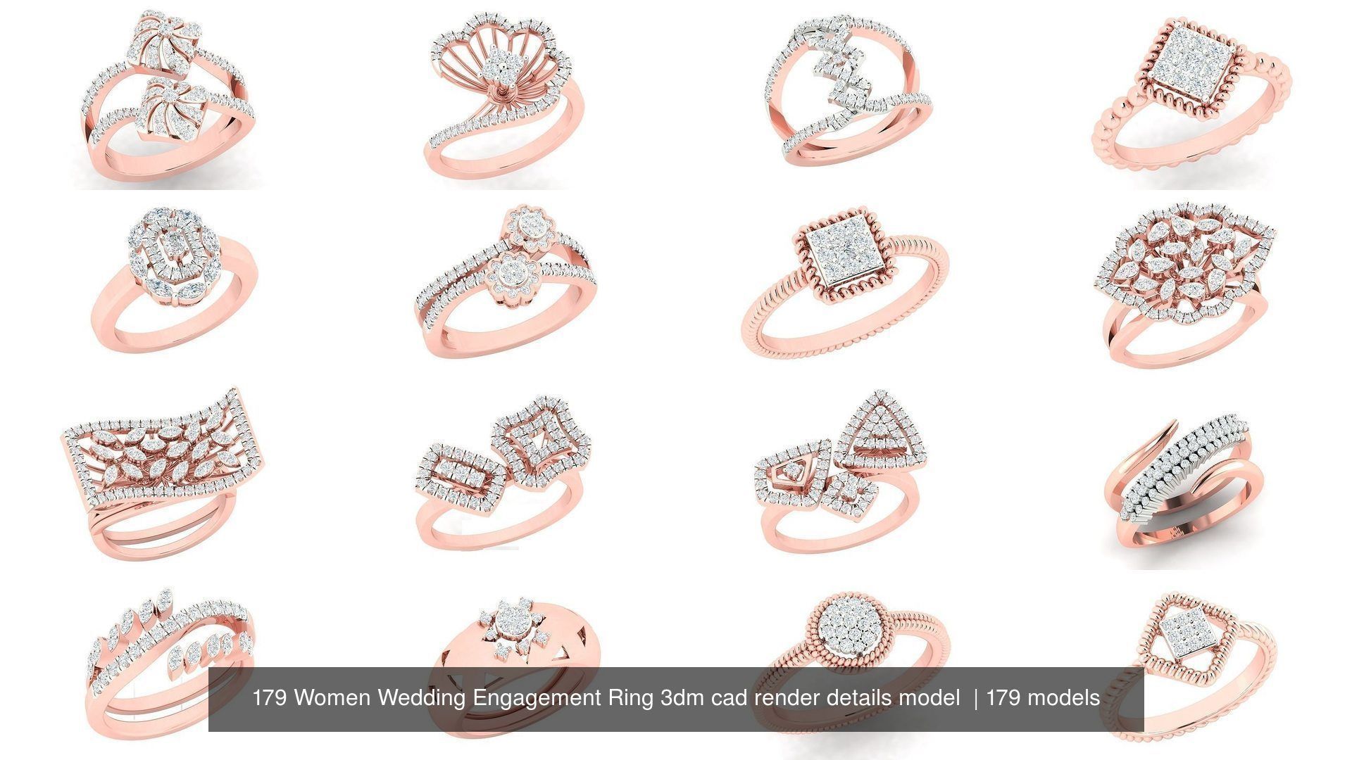 179 Women Wedding Engagement Ring 3dm cad render details model  3D Model Collection_8