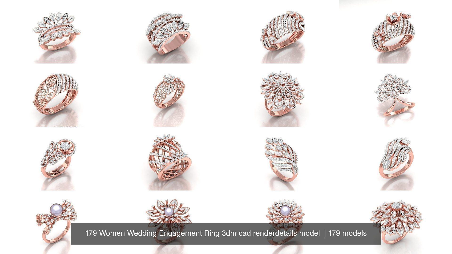 179 Women Wedding Engagement Ring 3dm cad render details model  3D Model Collection_28