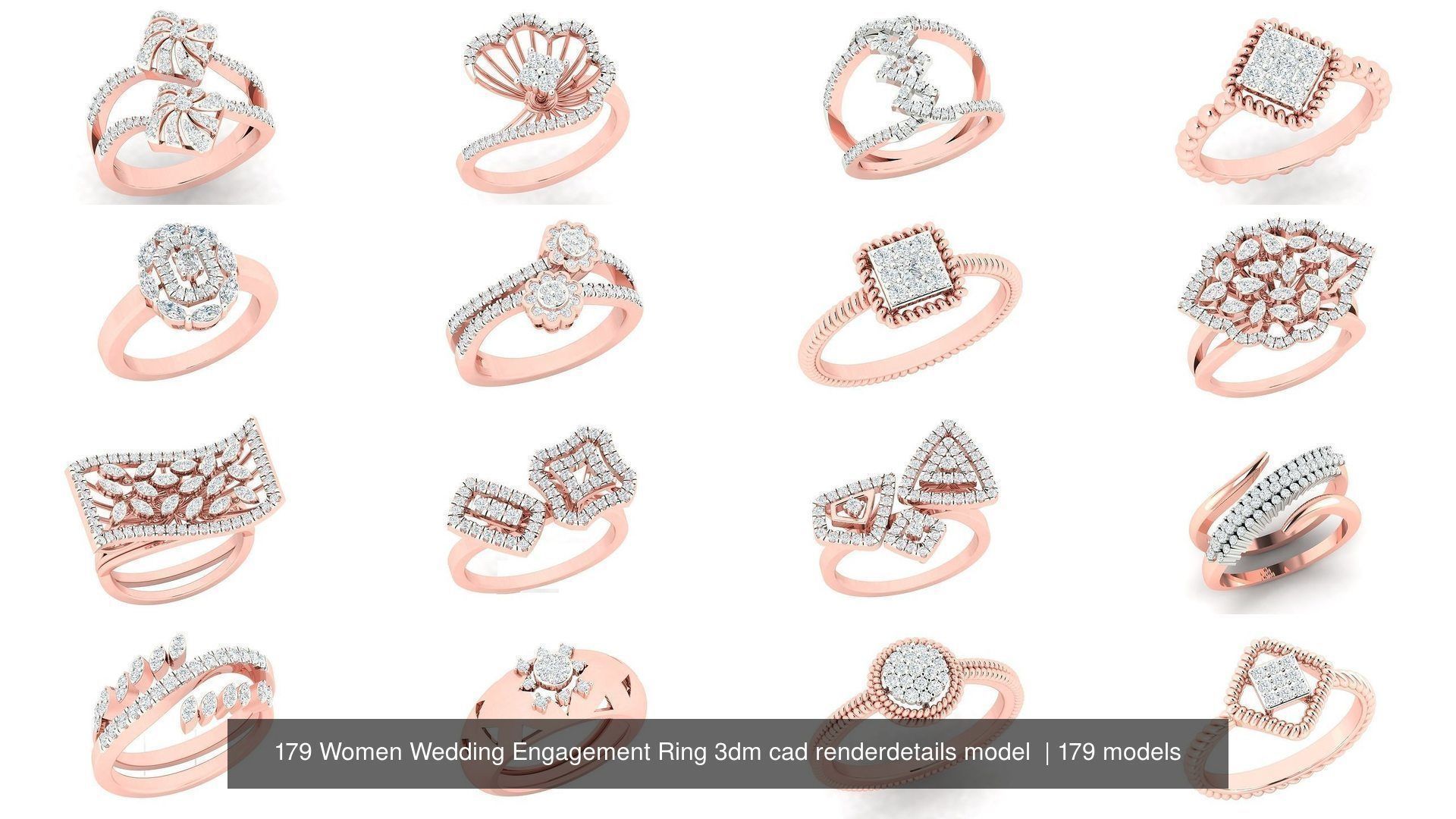 179 Women Wedding Engagement Ring 3dm cad render details model  3D Model Collection_14