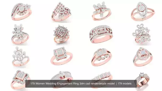179 Women Wedding Engagement Ring 3dm cad render details model  3D Model Collection