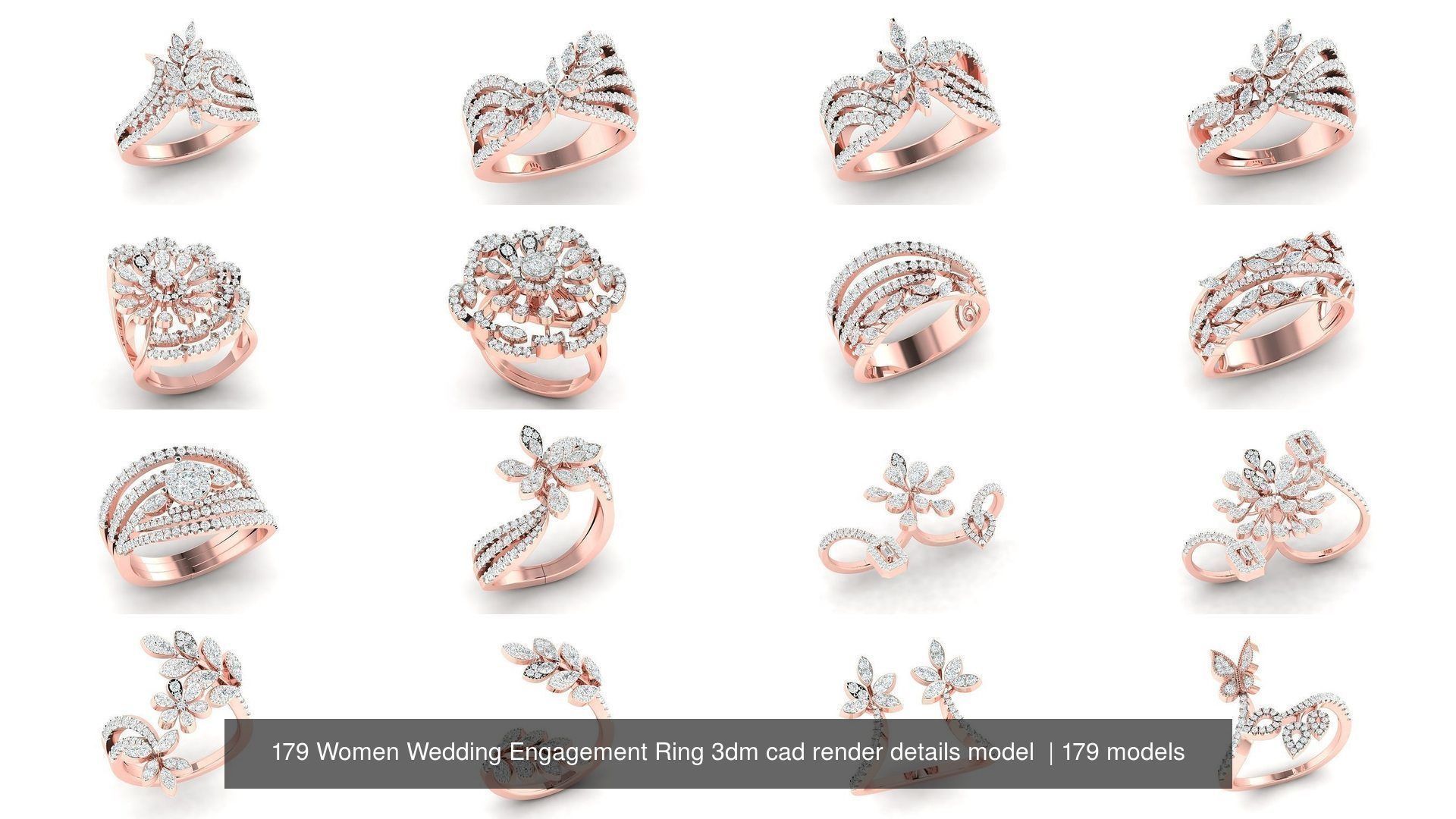 179 Women Wedding Engagement Ring 3dm cad render details model  3D Model Collection_13