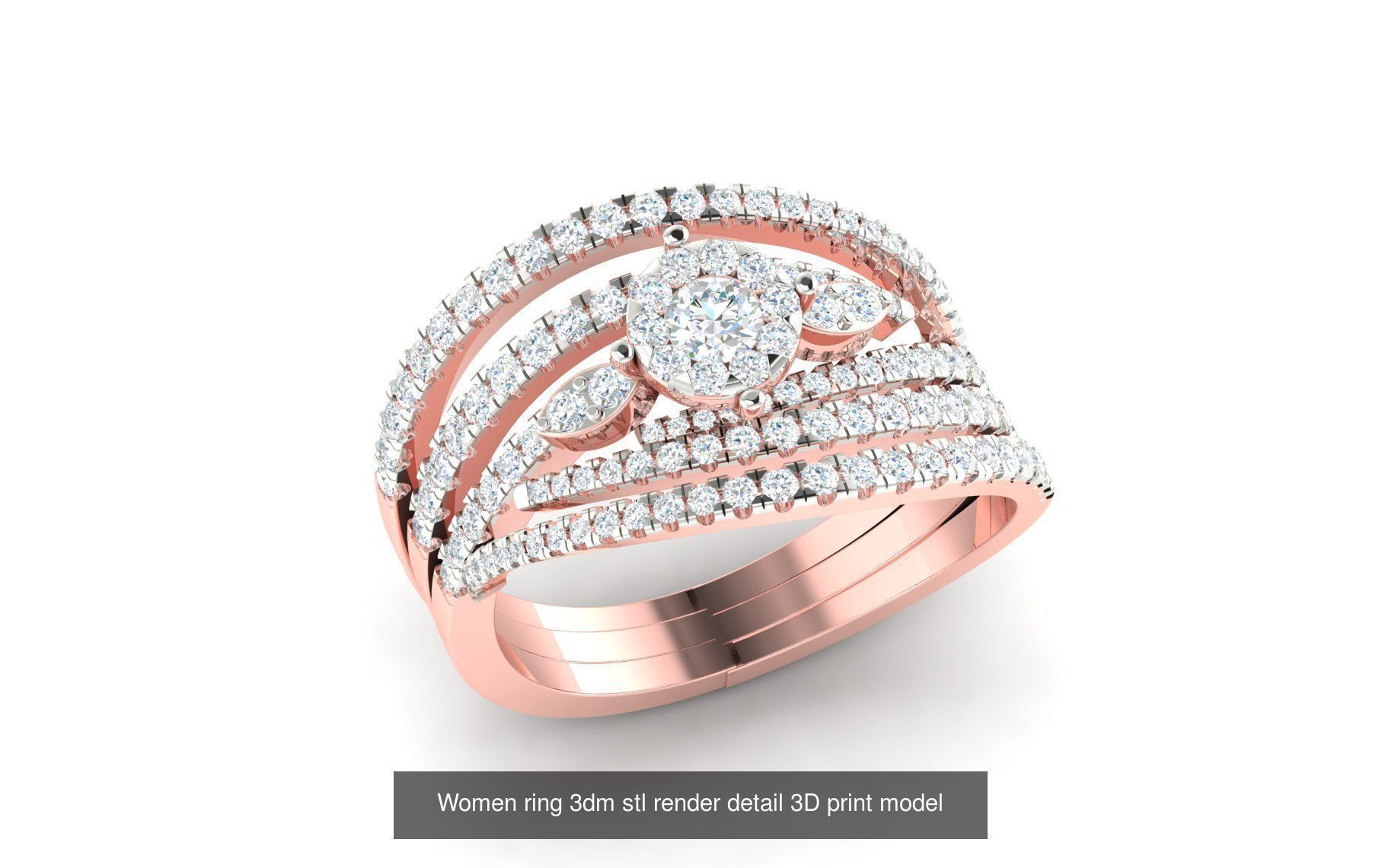 179 Women Wedding Engagement Ring 3dm cad render details model  3D Model Collection_114