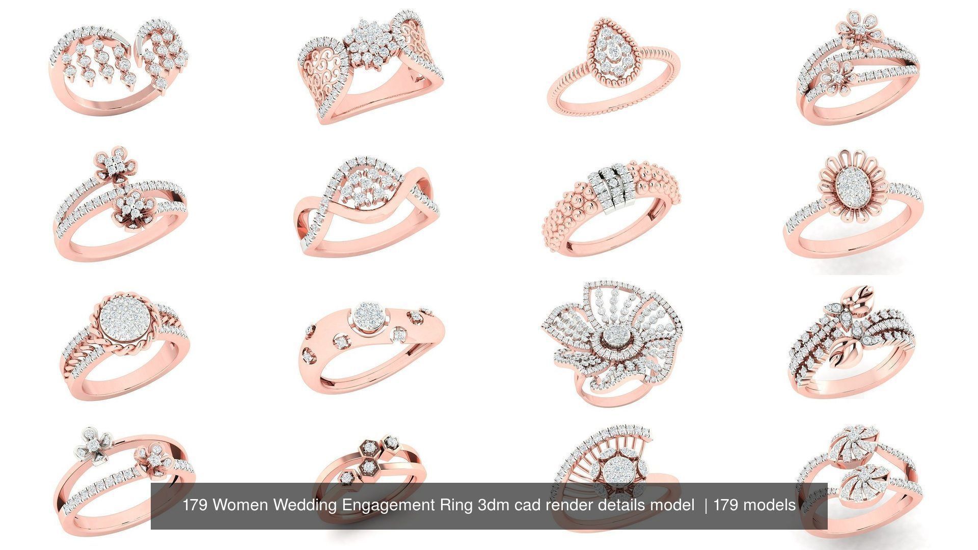 179 Women Wedding Engagement Ring 3dm cad render details model  3D Model Collection_6