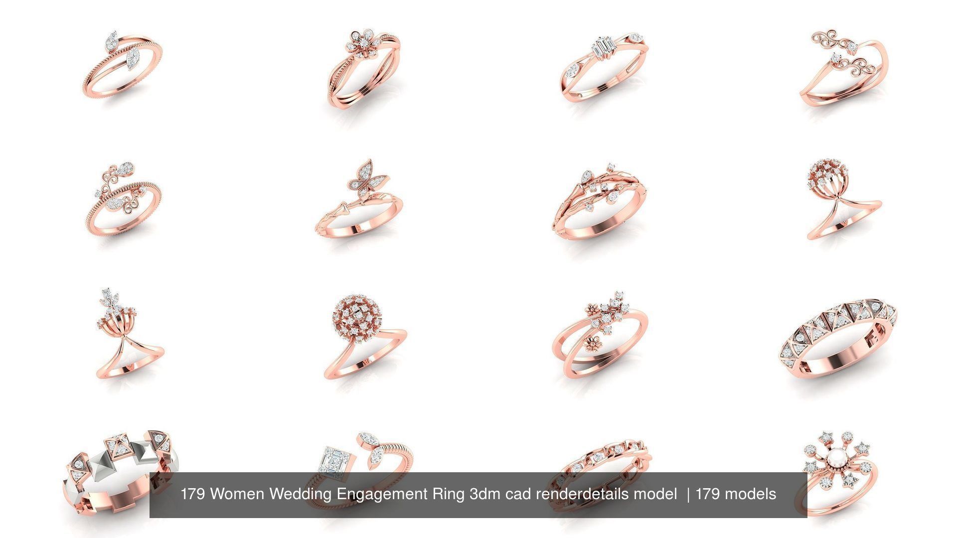 179 Women Wedding Engagement Ring 3dm cad render details model  3D Model Collection_32
