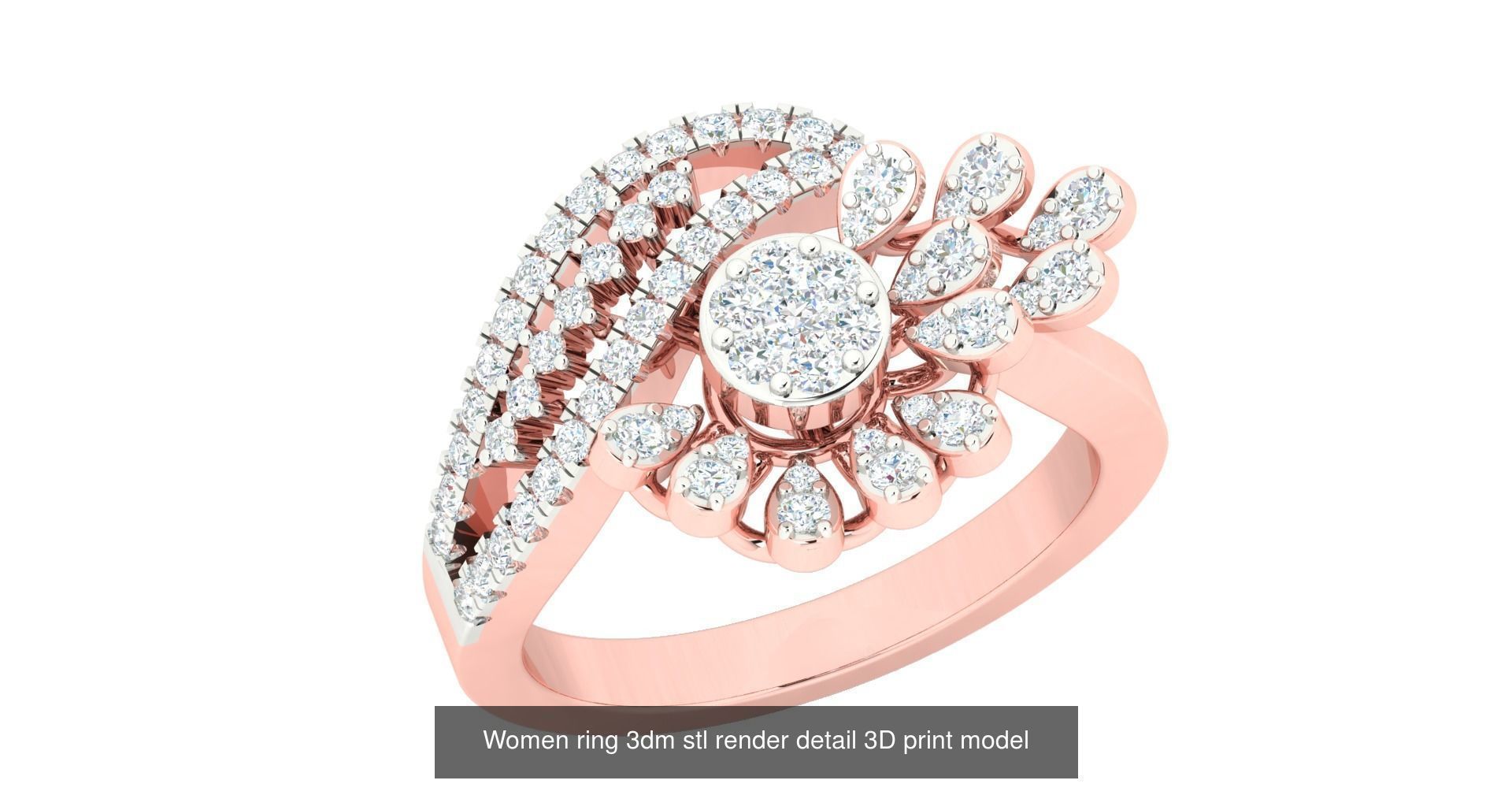 179 Women Wedding Engagement Ring 3dm cad render details model  3D Model Collection_33