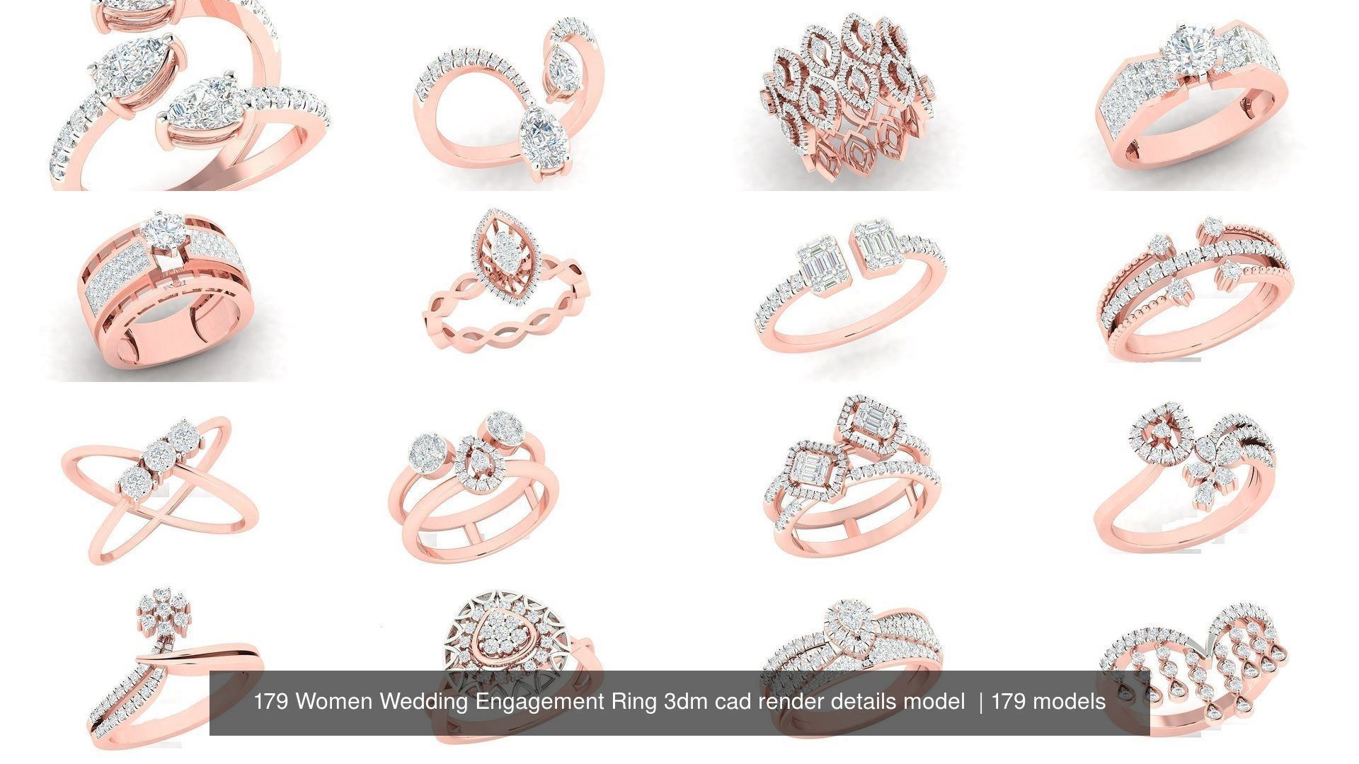 179 Women Wedding Engagement Ring 3dm cad render details model  3D Model Collection_4