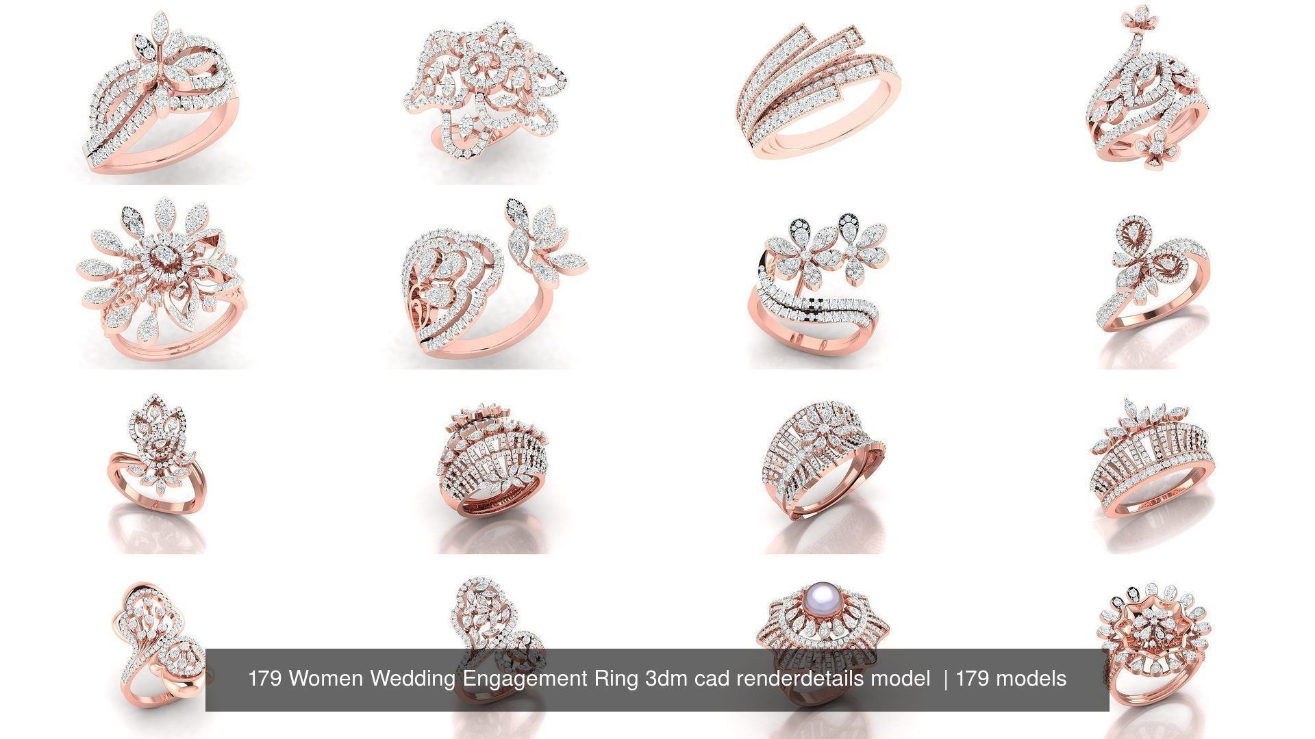 179 Women Wedding Engagement Ring 3dm cad render details model  3D Model Collection_26