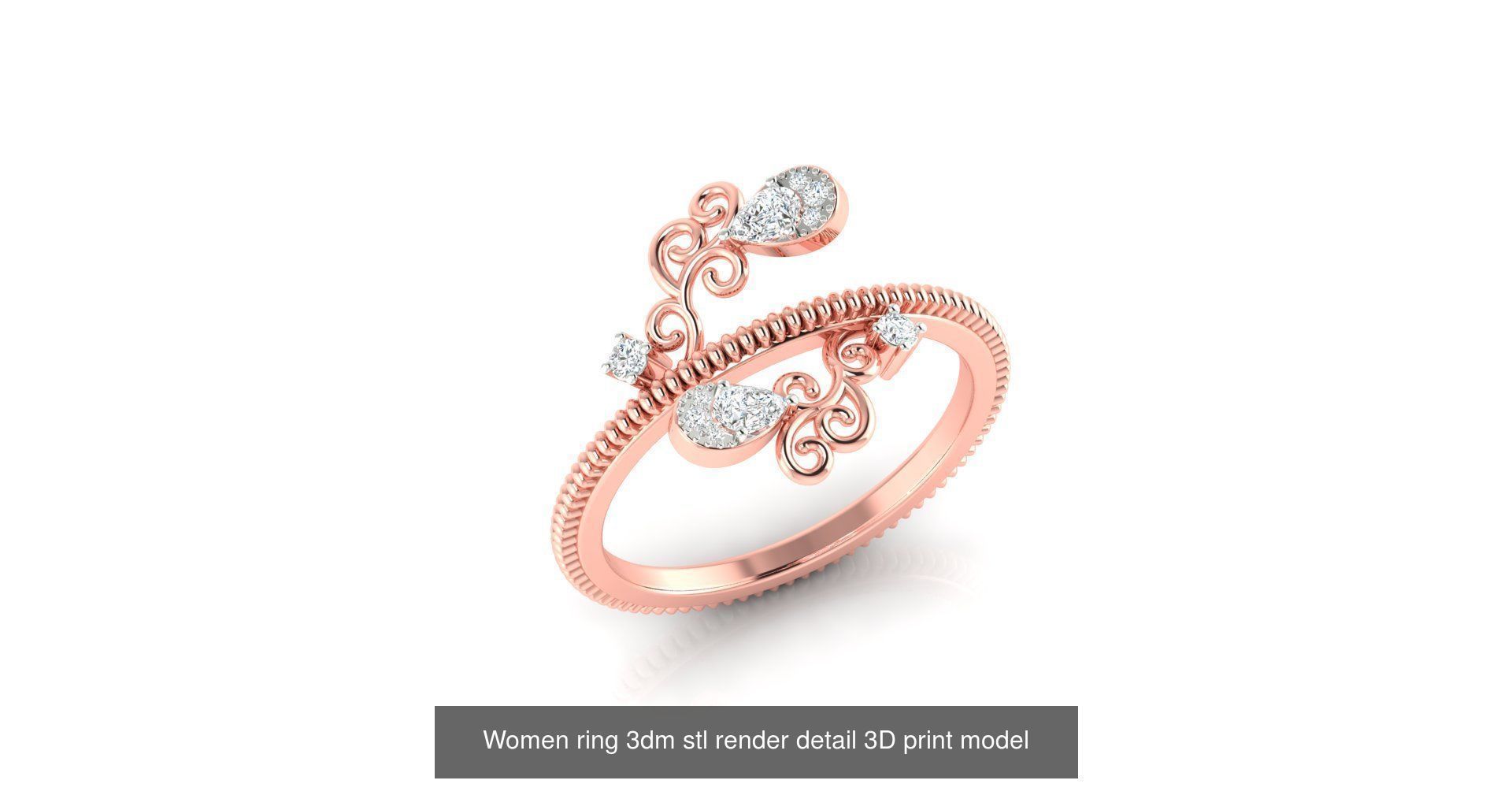 179 Women Wedding Engagement Ring 3dm cad render details model  3D Model Collection_189