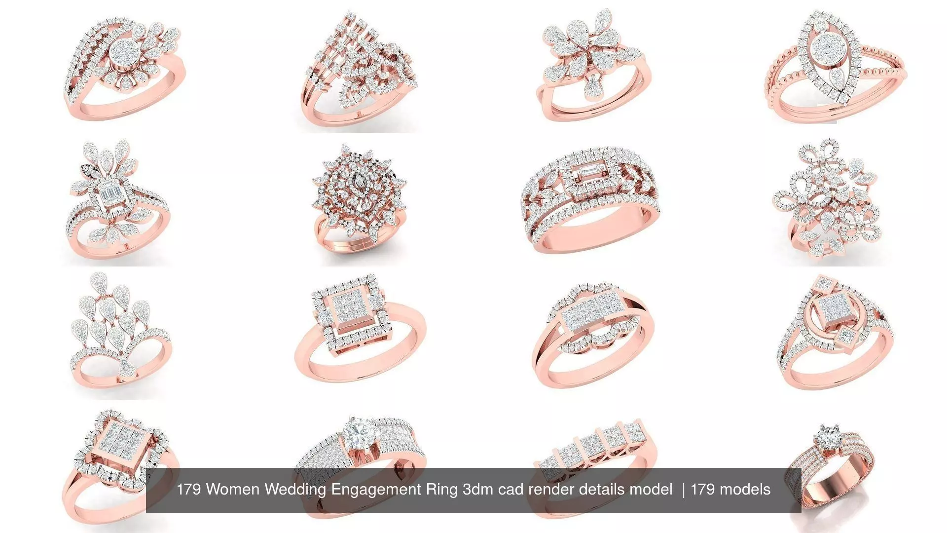 179 Women Wedding Engagement Ring 3dm cad render details model  3D Model Collection_3
