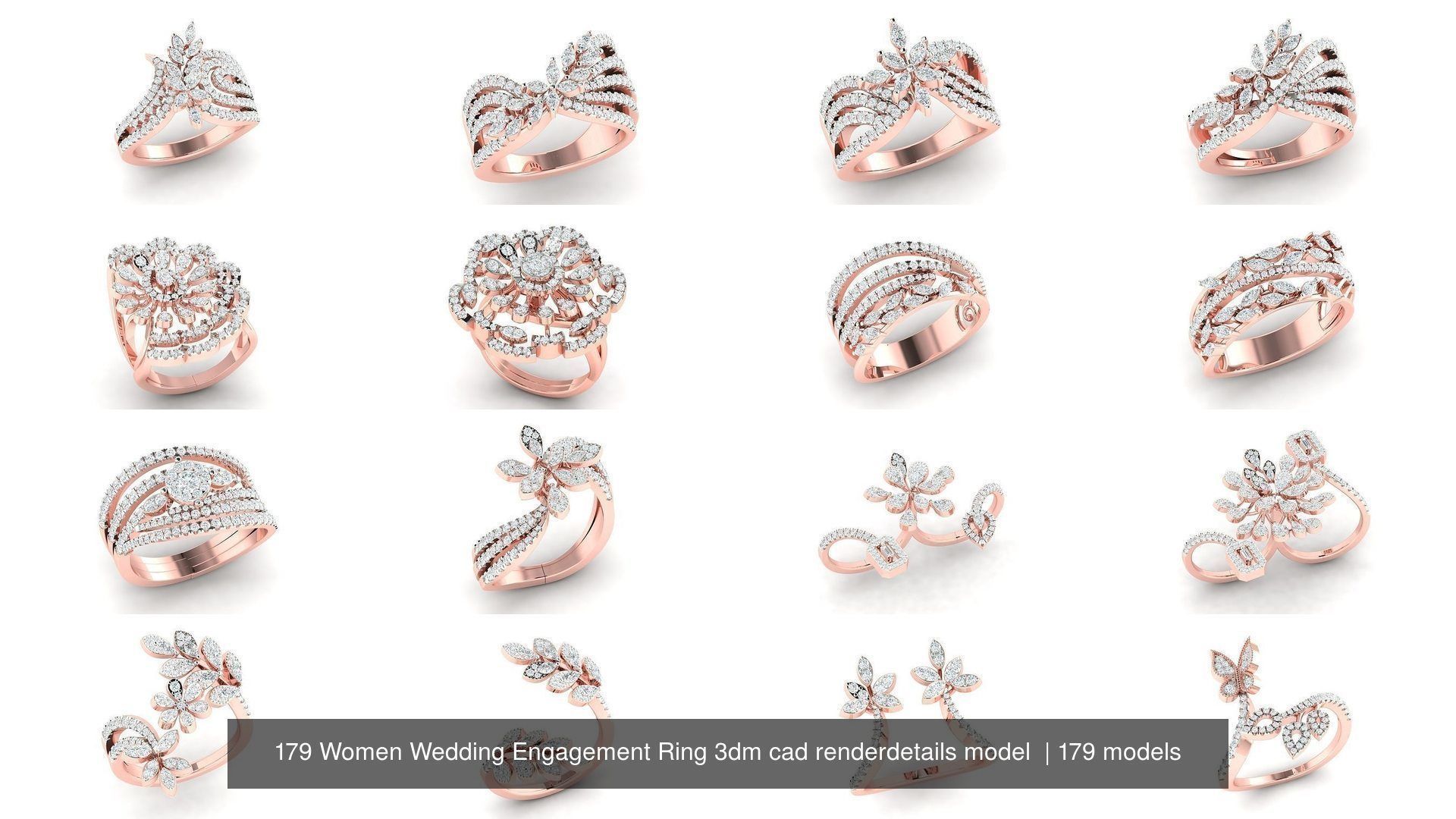 179 Women Wedding Engagement Ring 3dm cad render details model  3D Model Collection_22