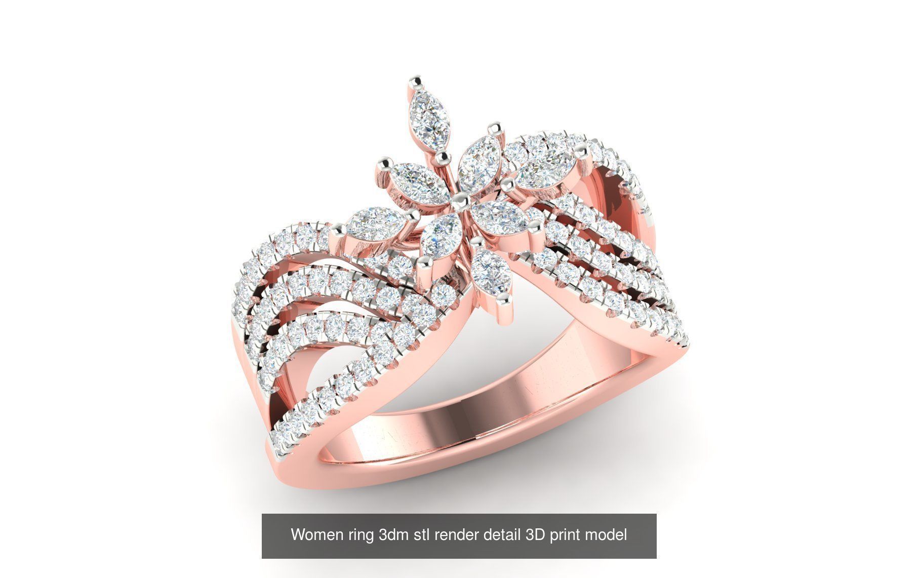 179 Women Wedding Engagement Ring 3dm cad render details model  3D Model Collection_108